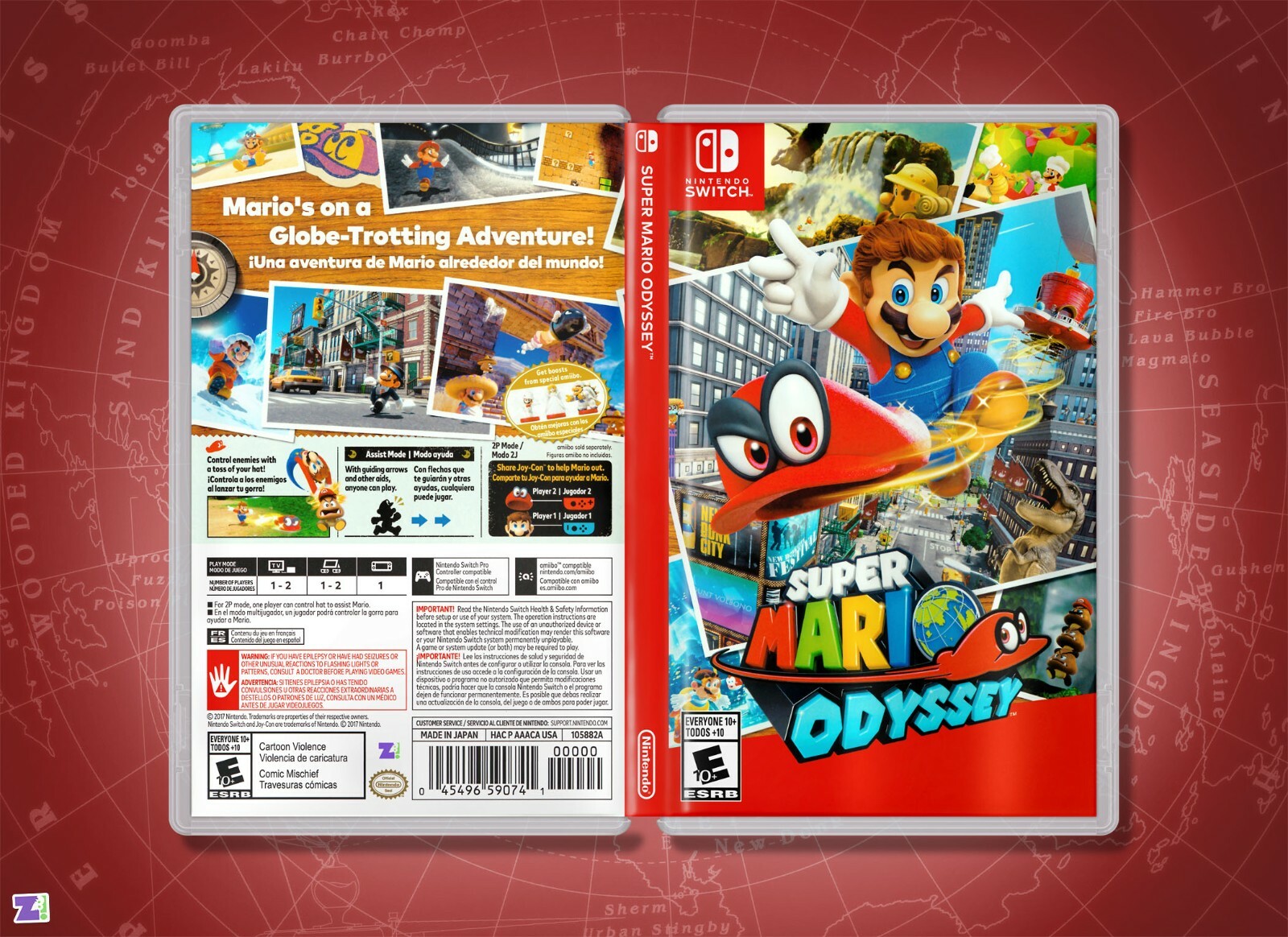 Super Mario Odyssey Replacement Cover Art Insert & Case, Nintendo Switch