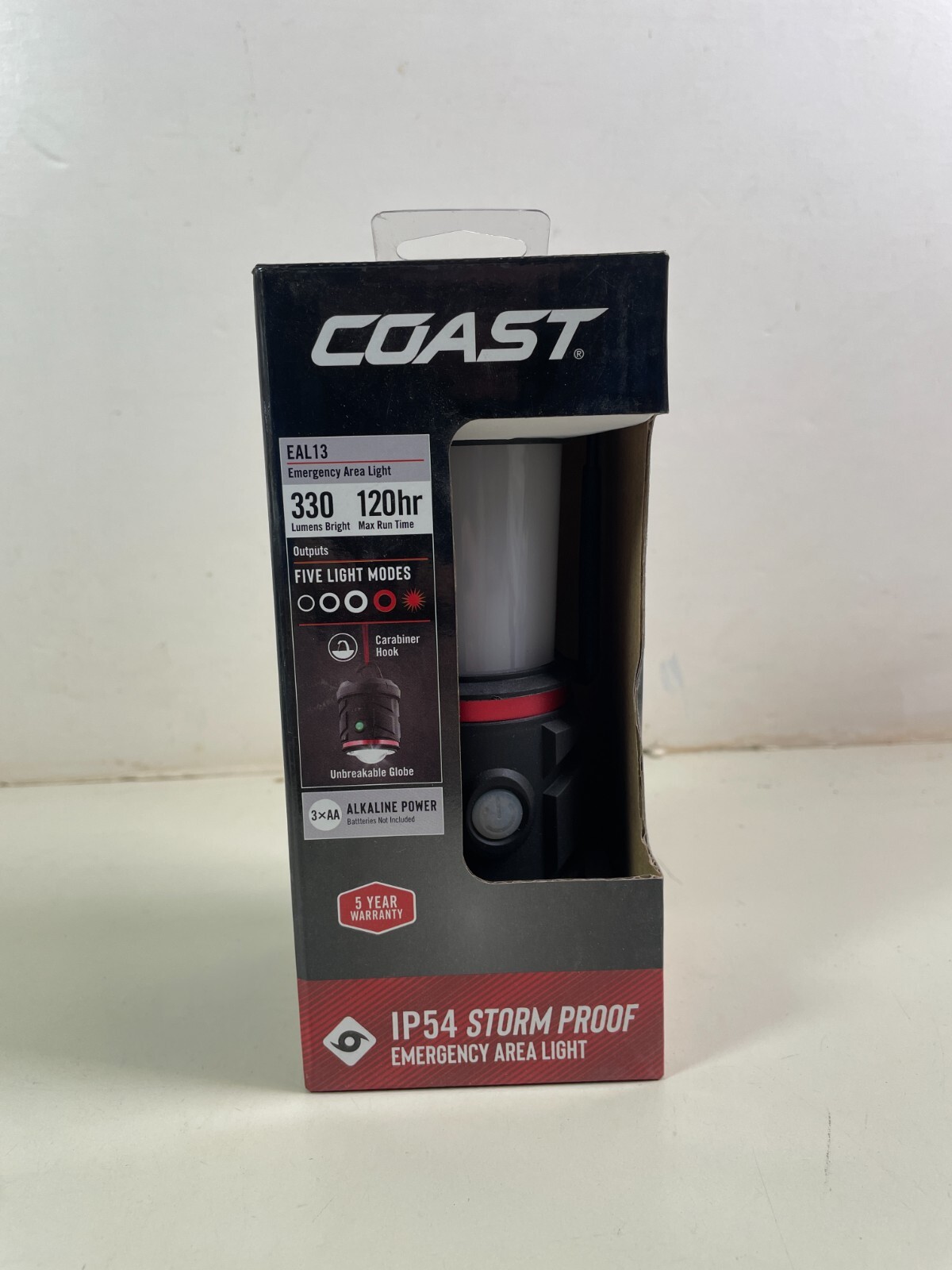 Coast Emergency Area Light 330 Lumens 120HR Runtime IP54 3x AA Batteries EAL13