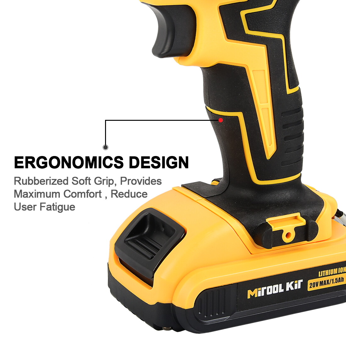 20V Cordless Drill Electric Screwdriver 3/8 Keyless Chuck Work Light