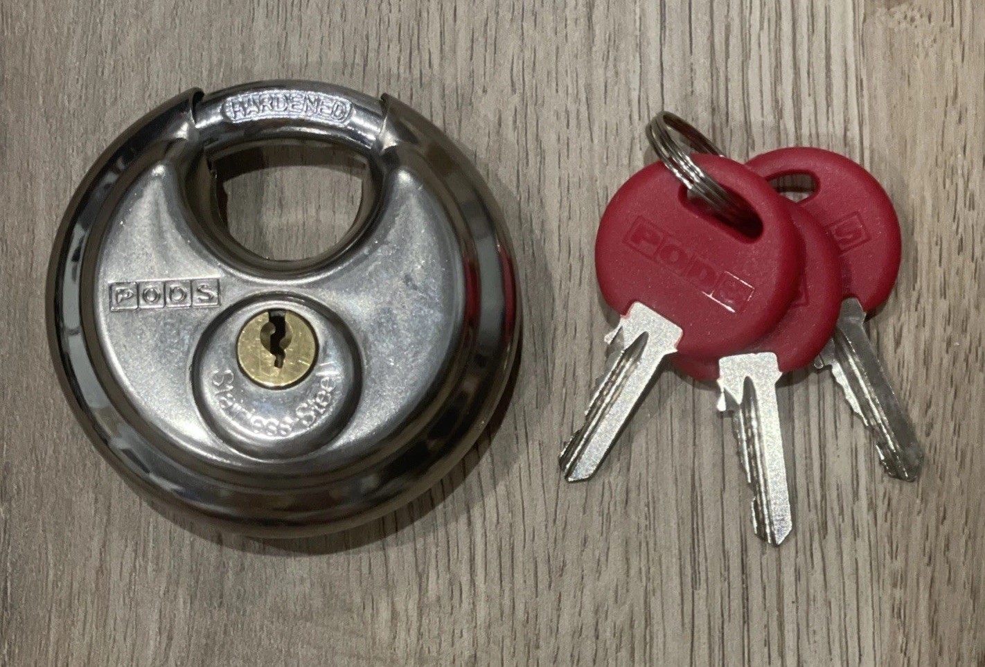 PODS Disc Circular Keyed Padlock Cube Smart Stainless Steel 2 3/4” Inch + 3 Keys