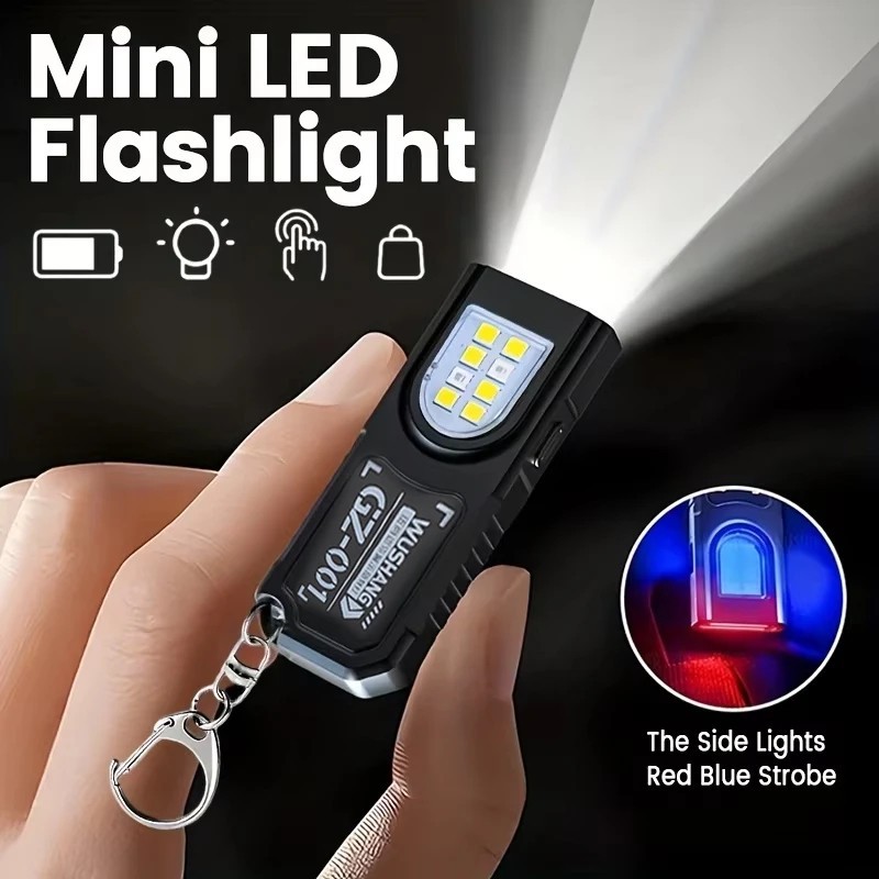Powerful Mini LED Keychain Flashlight USB Rechargeable Waterproof EDC SOS Light