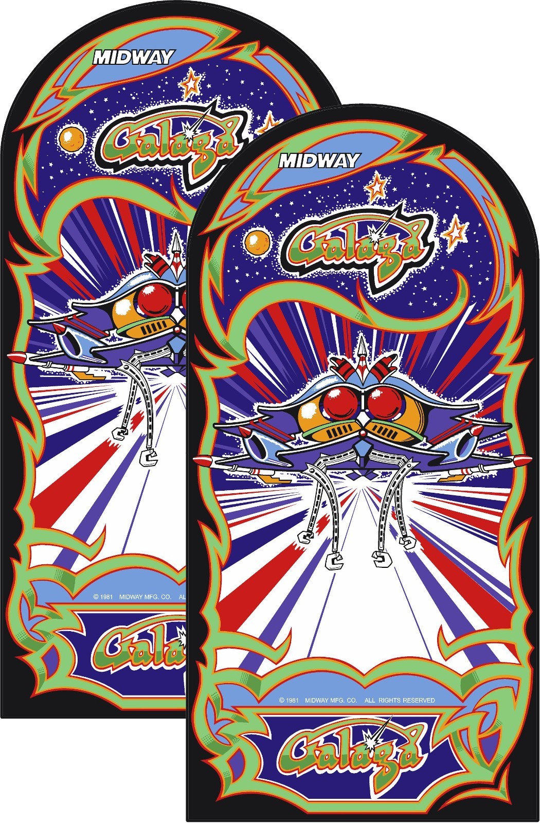Galaga Arcade Side Art Graphics Cabinet Stickers Decals