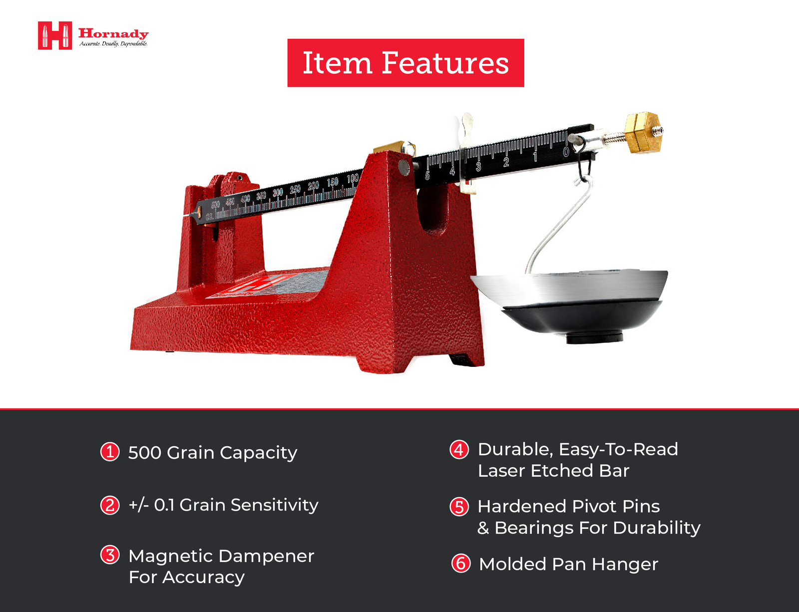 Hornady 050109 Lock-N-Load Balance Beam Scale,Red