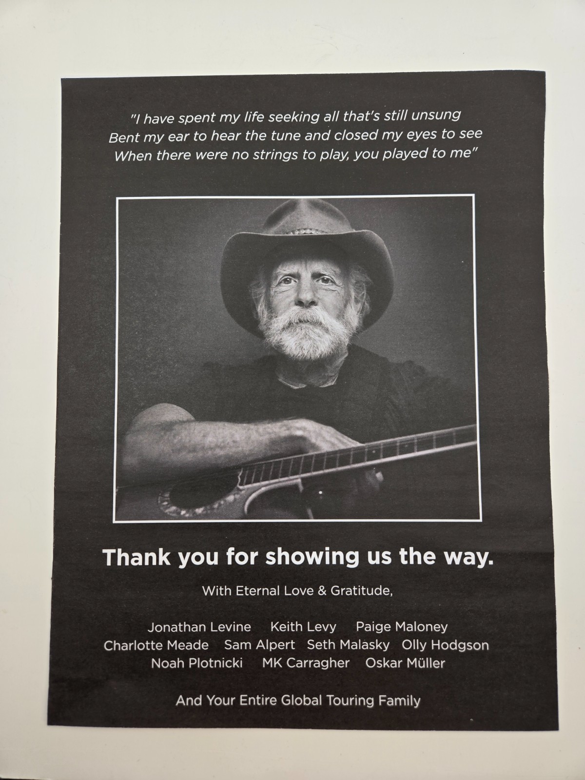 Bob Weir Grateful Dead Memorial Tribute Magazine Print Ad Photo 10x13- 2026