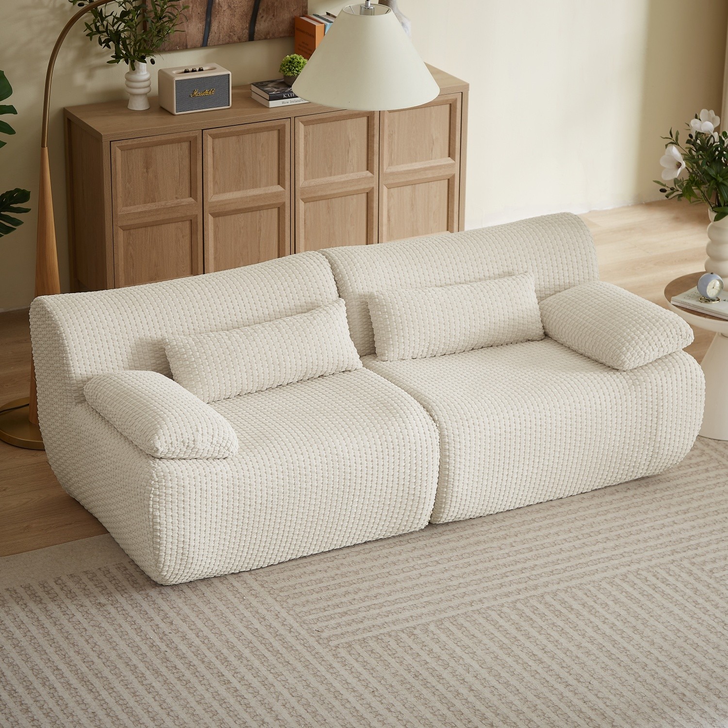 Modern Oversized 2-Seat Modular Sectional Sofa No Assembly Required Apartment