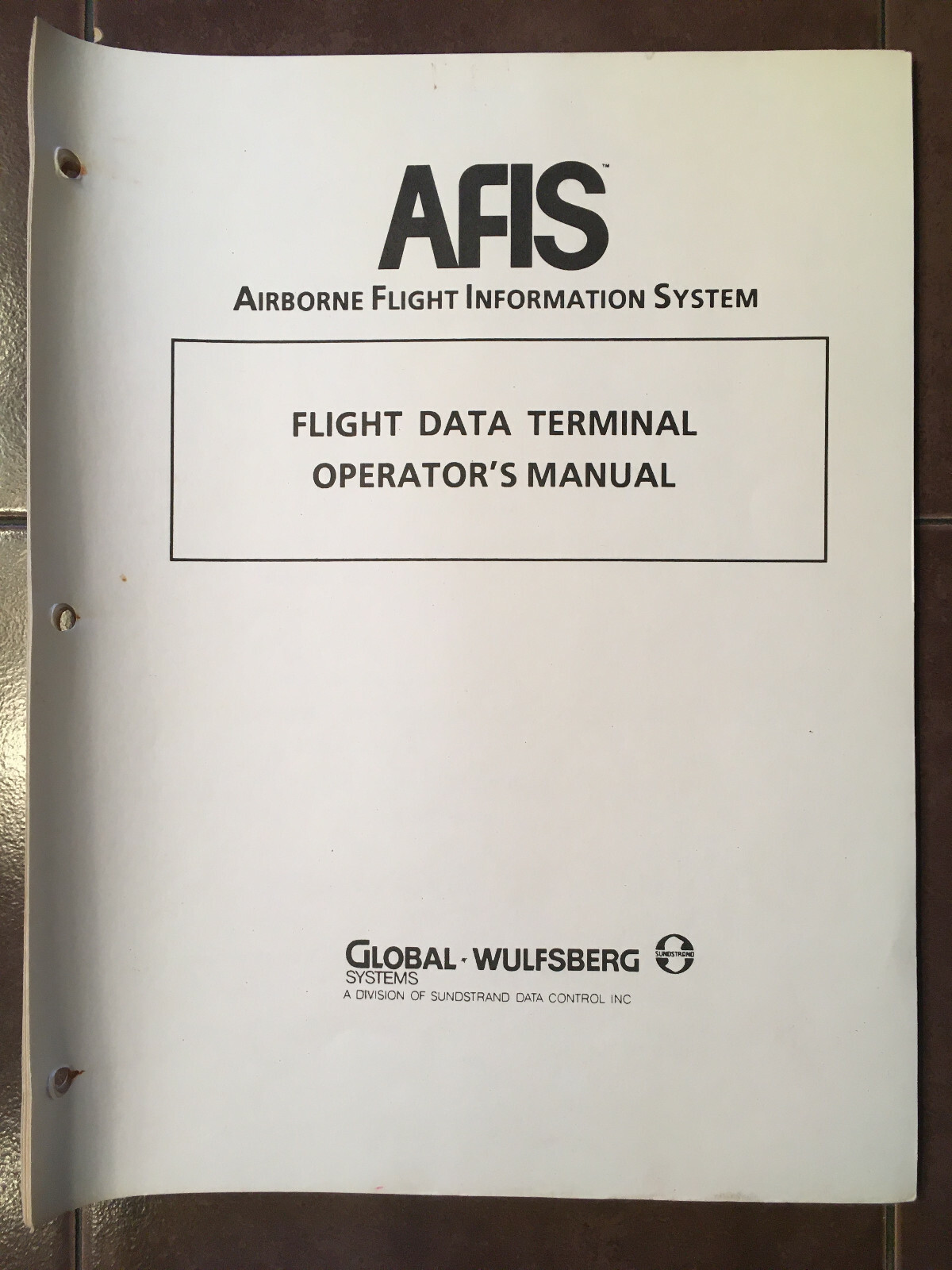 Global-Wulfsberg AFIS Airborne Flight Information System Operator's Manual