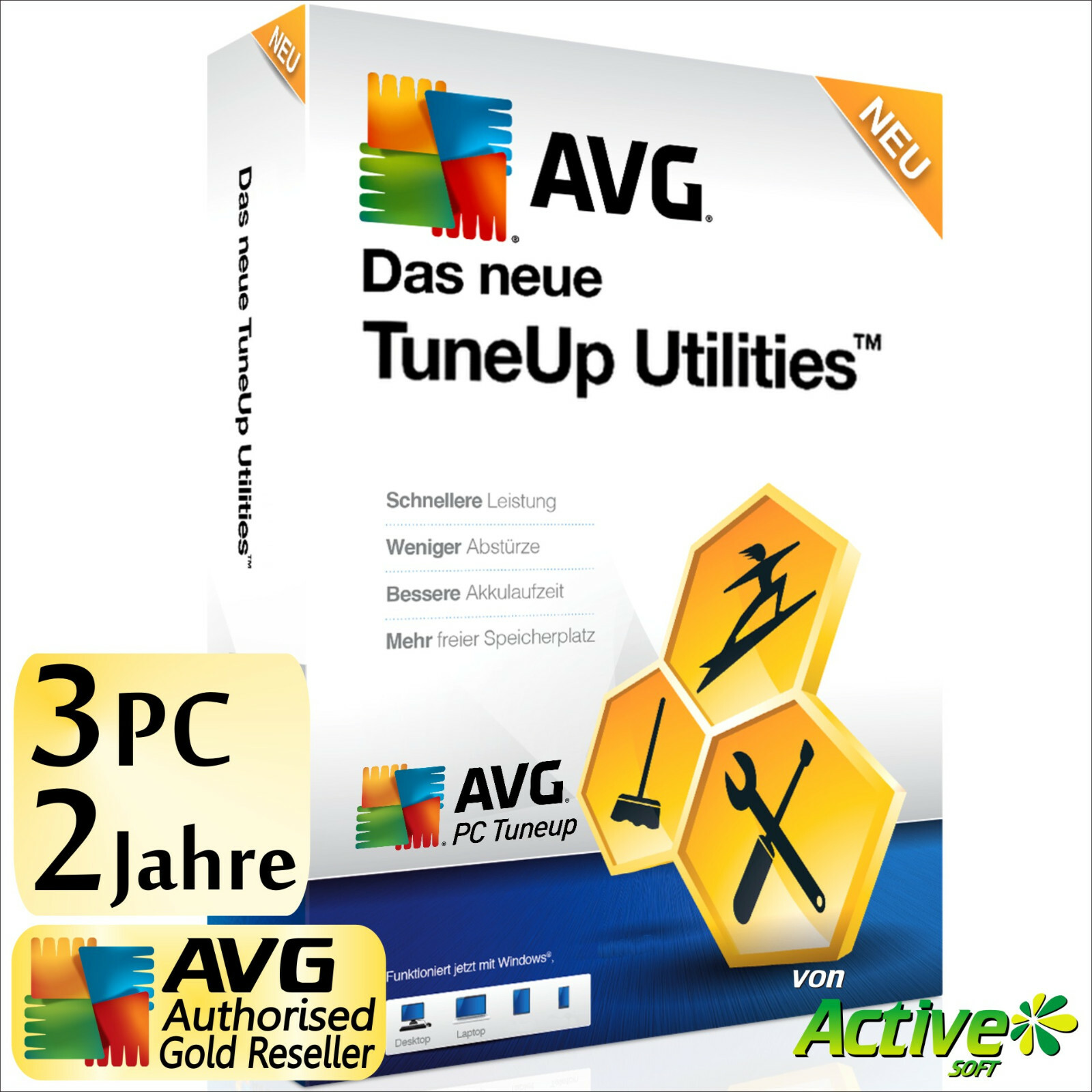 TuneUp Utilities 2026 3 PC 2 Year Full Version AVG PC TuneUp Performance DE