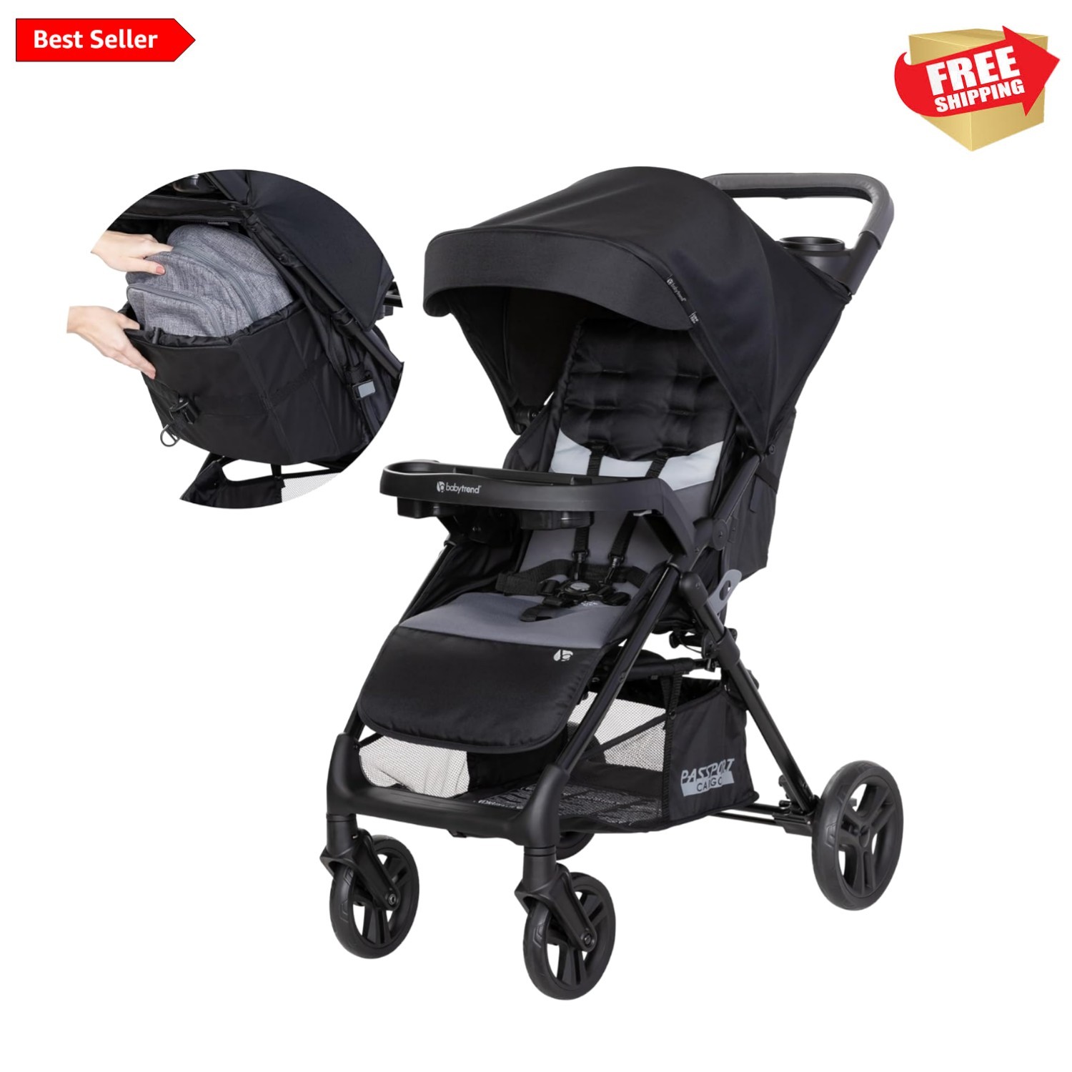 Compact and Stylish Passport Cargo Stroller with Five-Point Harness - Fieldstone