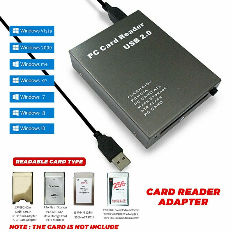ATA PCMCIA Adapter Flash Disk Memory Card Reader Plug & Play USA USB 2.0 to PC