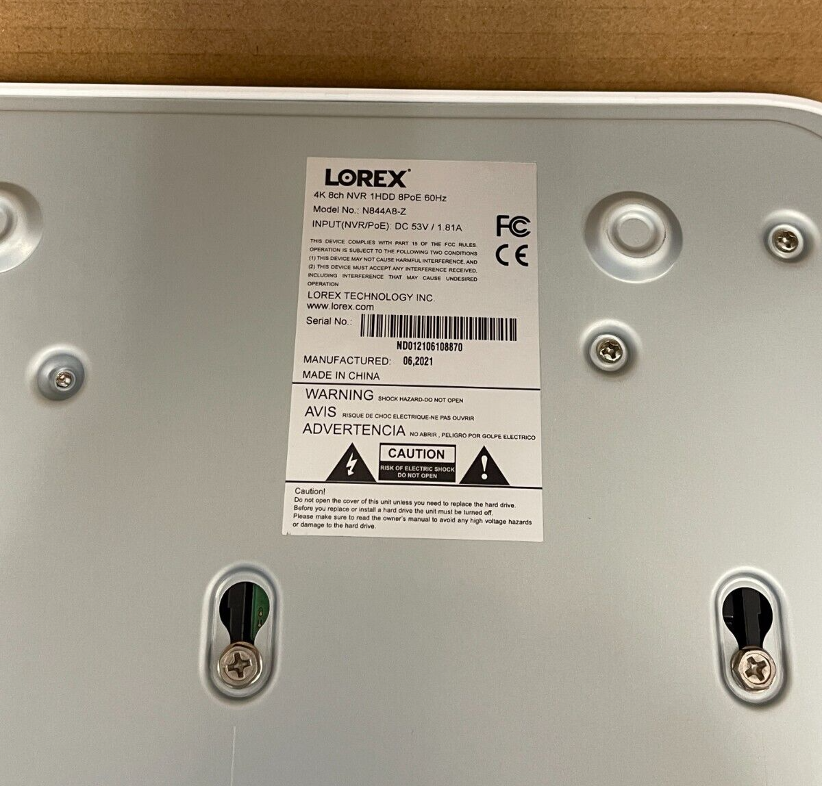 Lorex N844A82 4K 8-Ch Network 2TB Video Recorder with Smart Motion Detector NEW