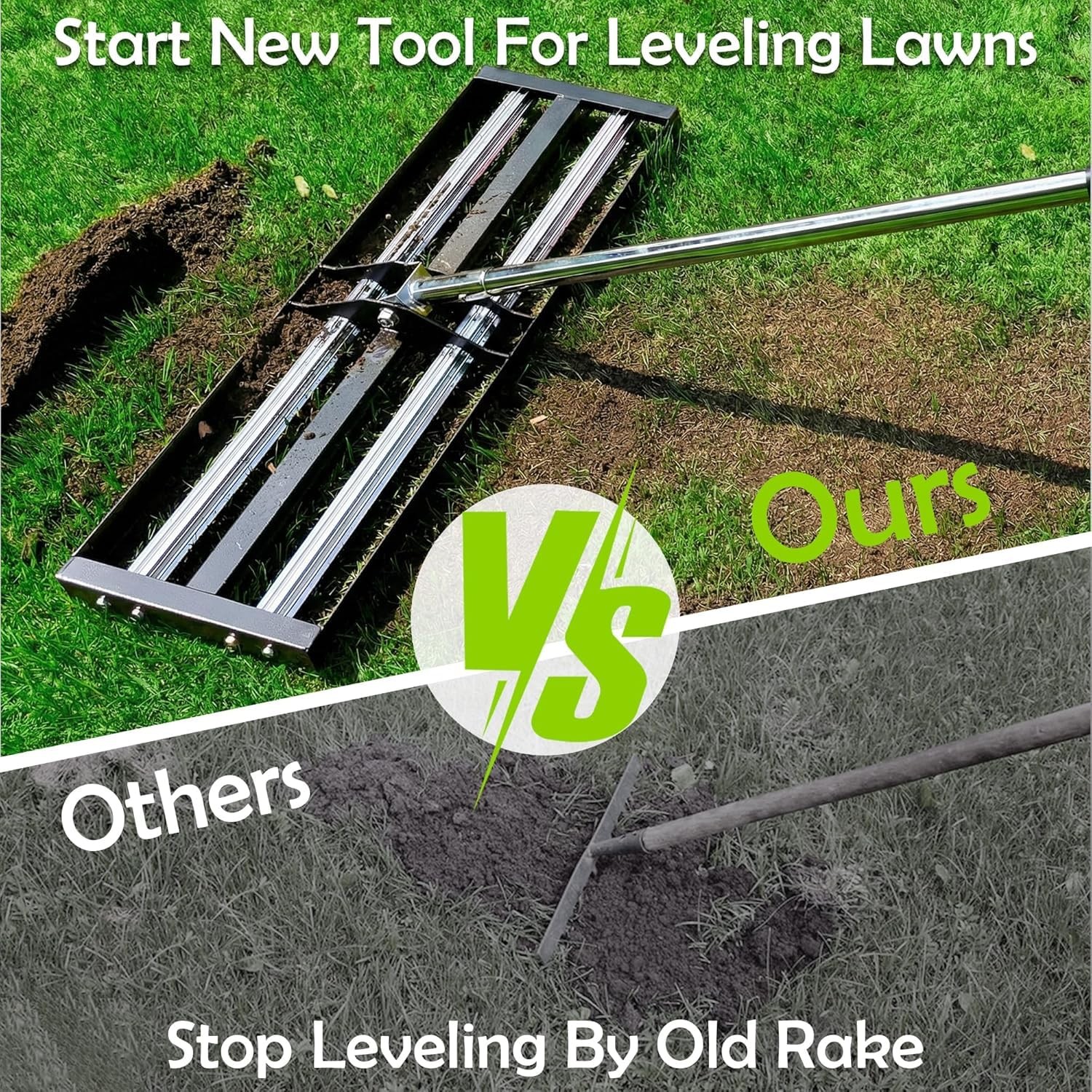 Lawn Leveling Rake 40"x10", Lawn Leveler with Aluminum Rollers, Yard Leveling...