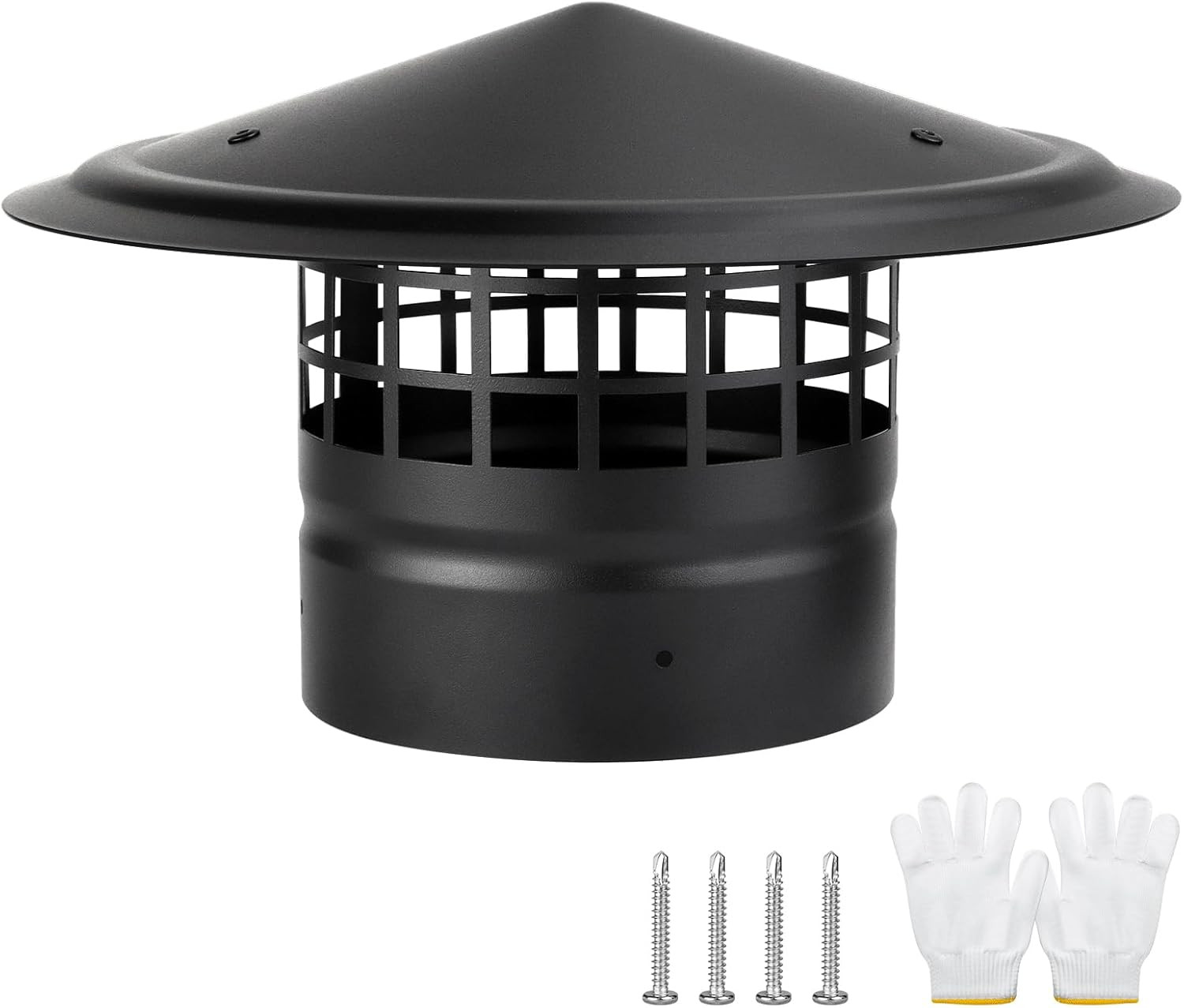 6 Inch round Chimney CapCone Top Chimney Cap with Screen,Roof Rain Wood Stove Pi
