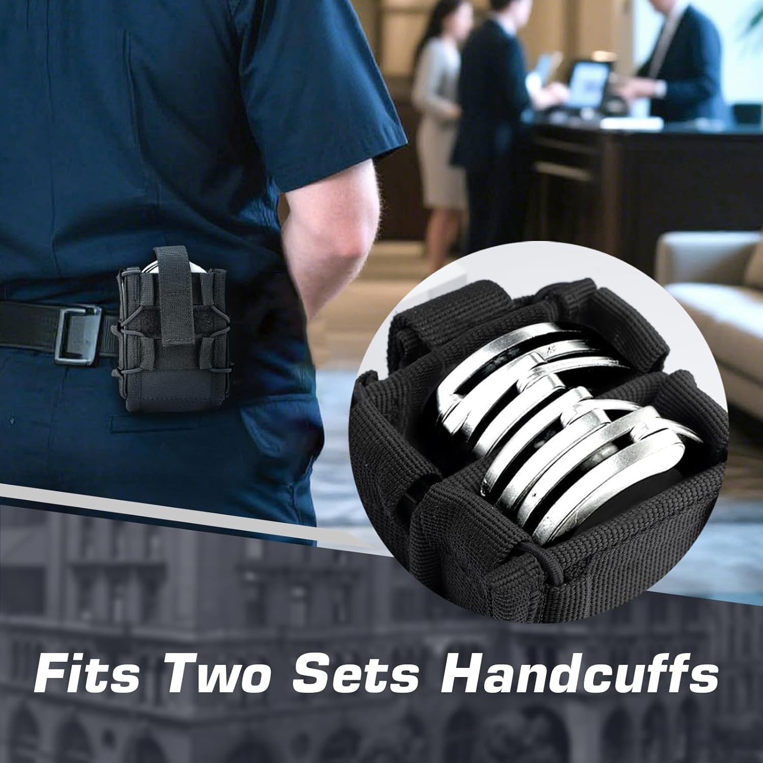 Tactical Molle Duty Belt Double Handcuff Pouch Open Top Nylon Hand Cuff Holster