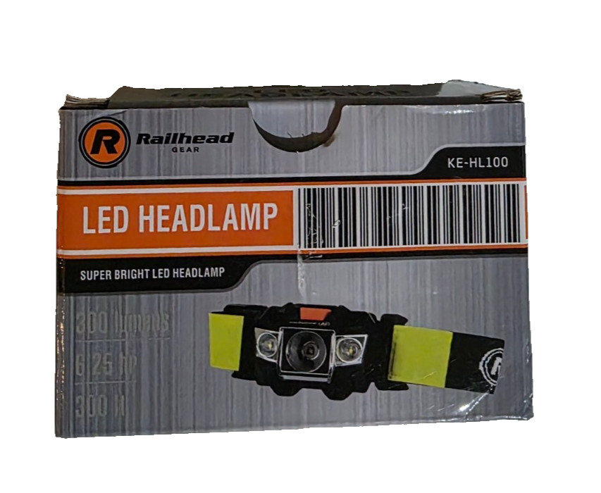 Railhead Gear Headlamp 200 Lumen KE-HL100 With hard Hat Clips