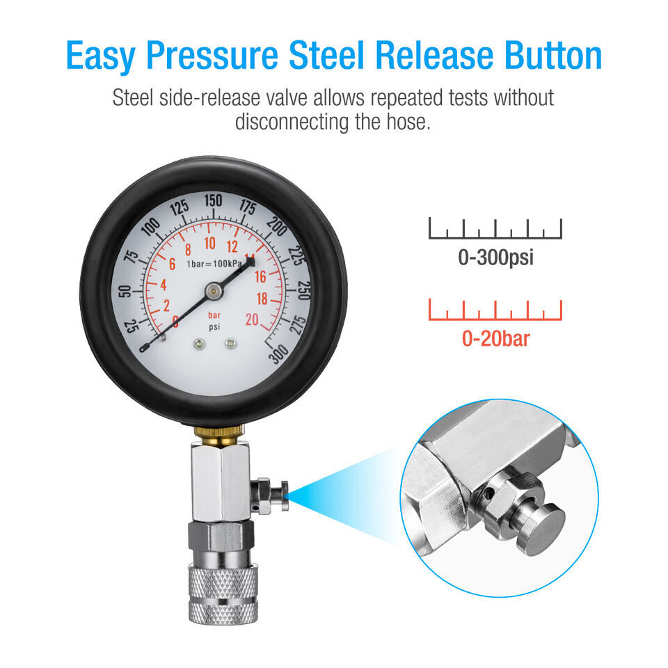 ENGINE COMPRESSION TESTER TESTING GAUGE GAGE CHECK TEST TOOL KIT