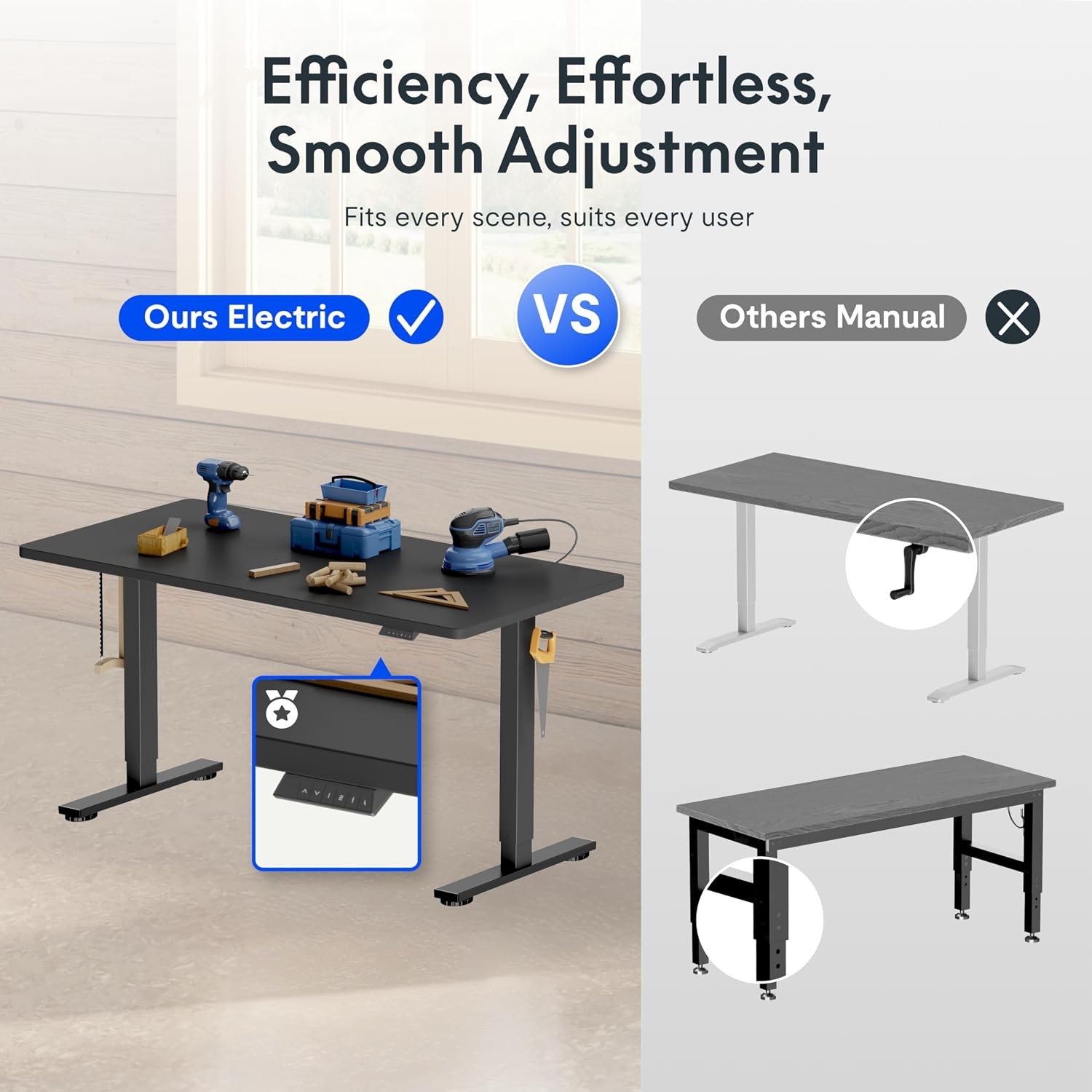 Electric Adjustable Workbench 55x28 Inches Ergonomic Worktable for Garage