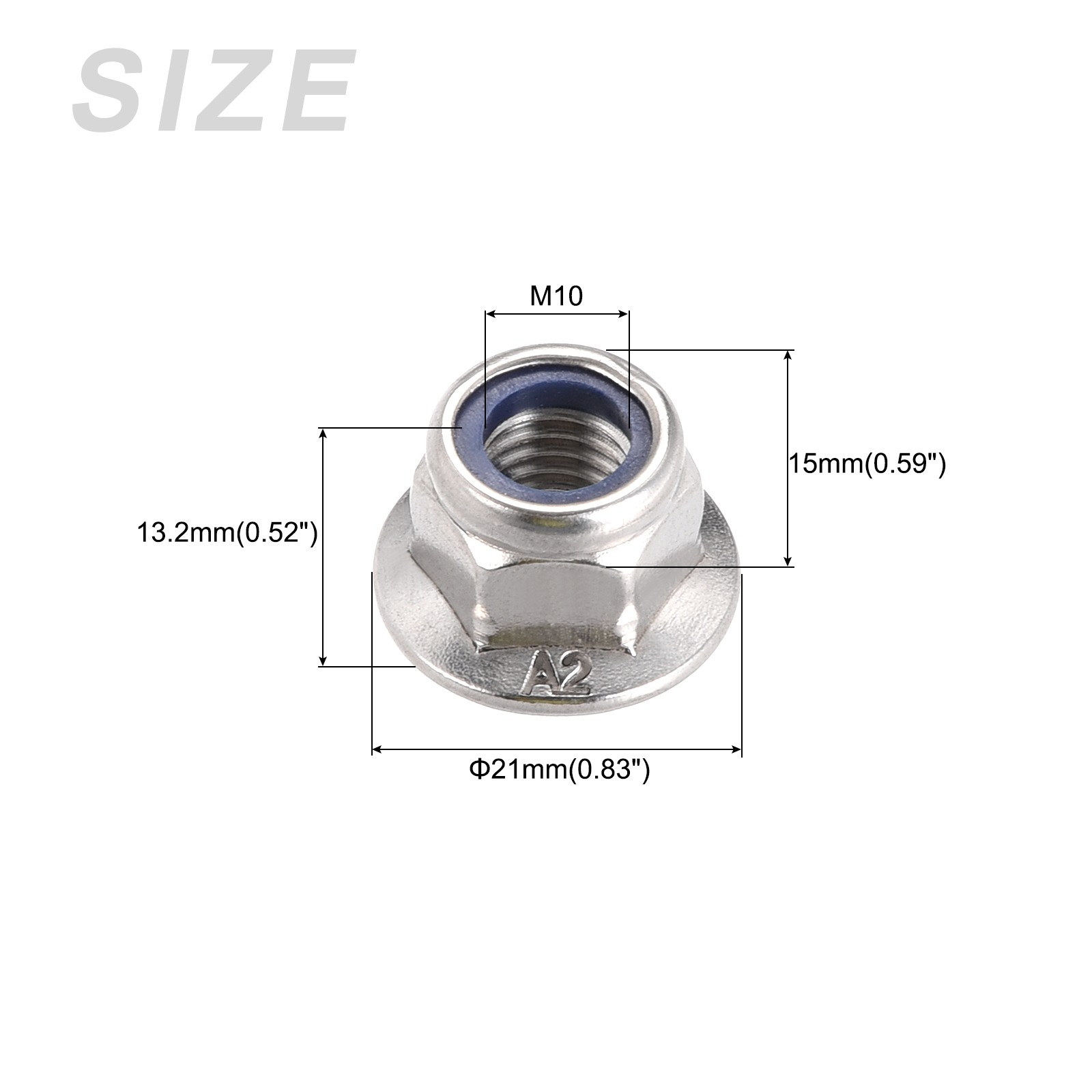 Hex Flange Nylon Insert Lock Nuts,4 Pcs,for Industrial Construction Fasteners
