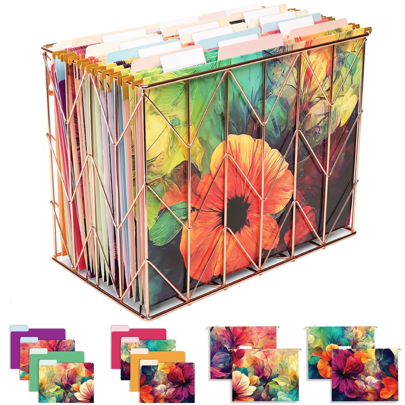 Global Printed Products Hanging File Folder Kit Letter Size Abstract Floral