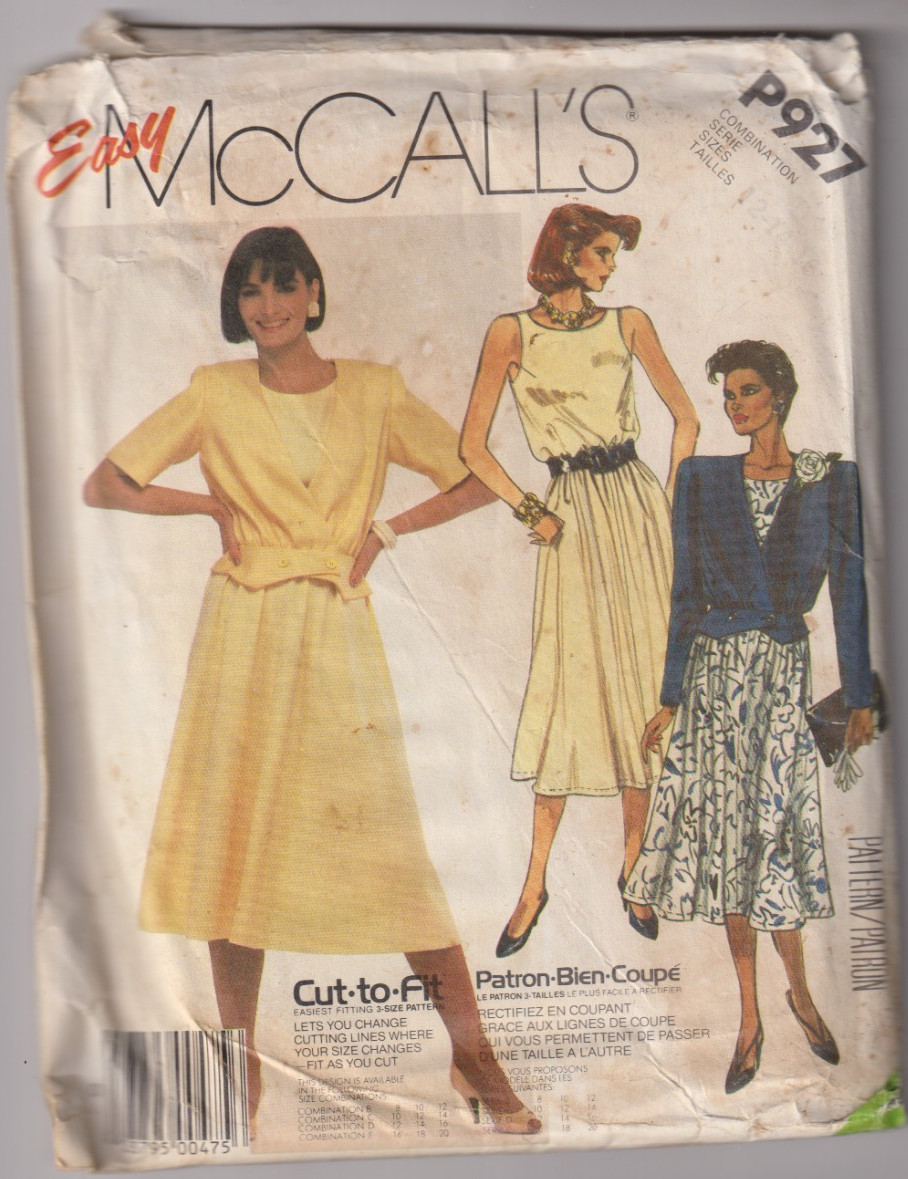 927 McCALLS Easy - JACKET & DRESS - Sz 12/14/16
