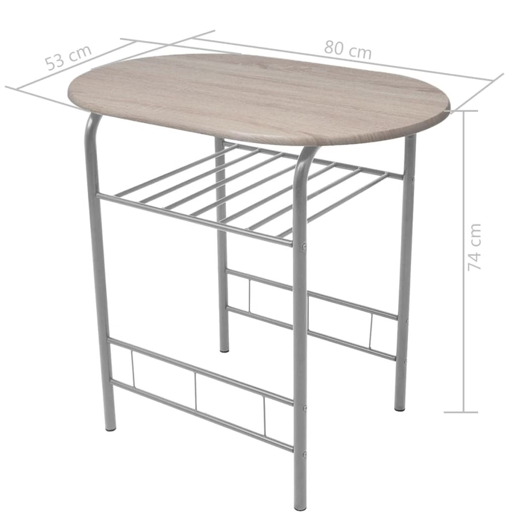 Dining Set Silver and wood grain MDF and iron Standard Modern