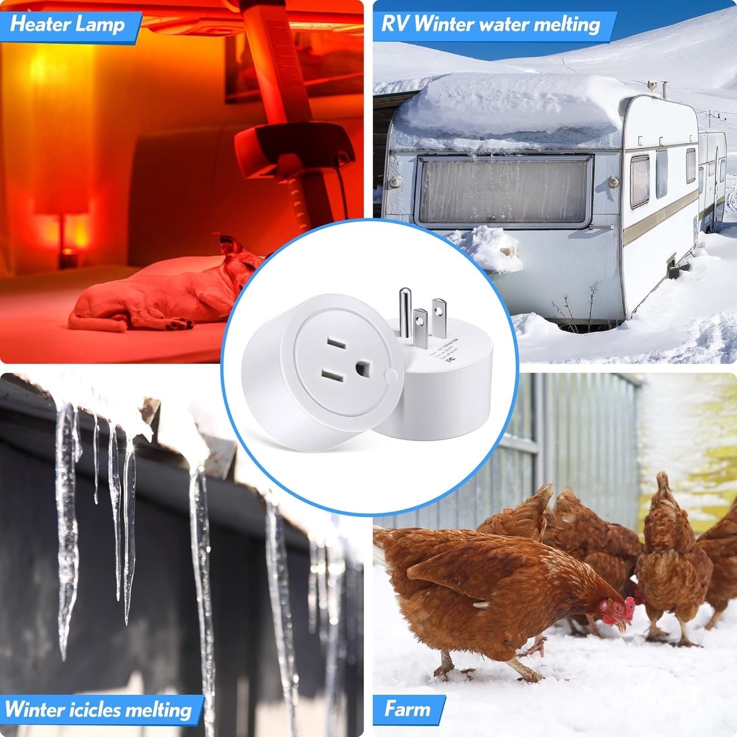 2-Pack Thermostat Outlet Plug On 32°F Off 50°F for Outdoor Heaters