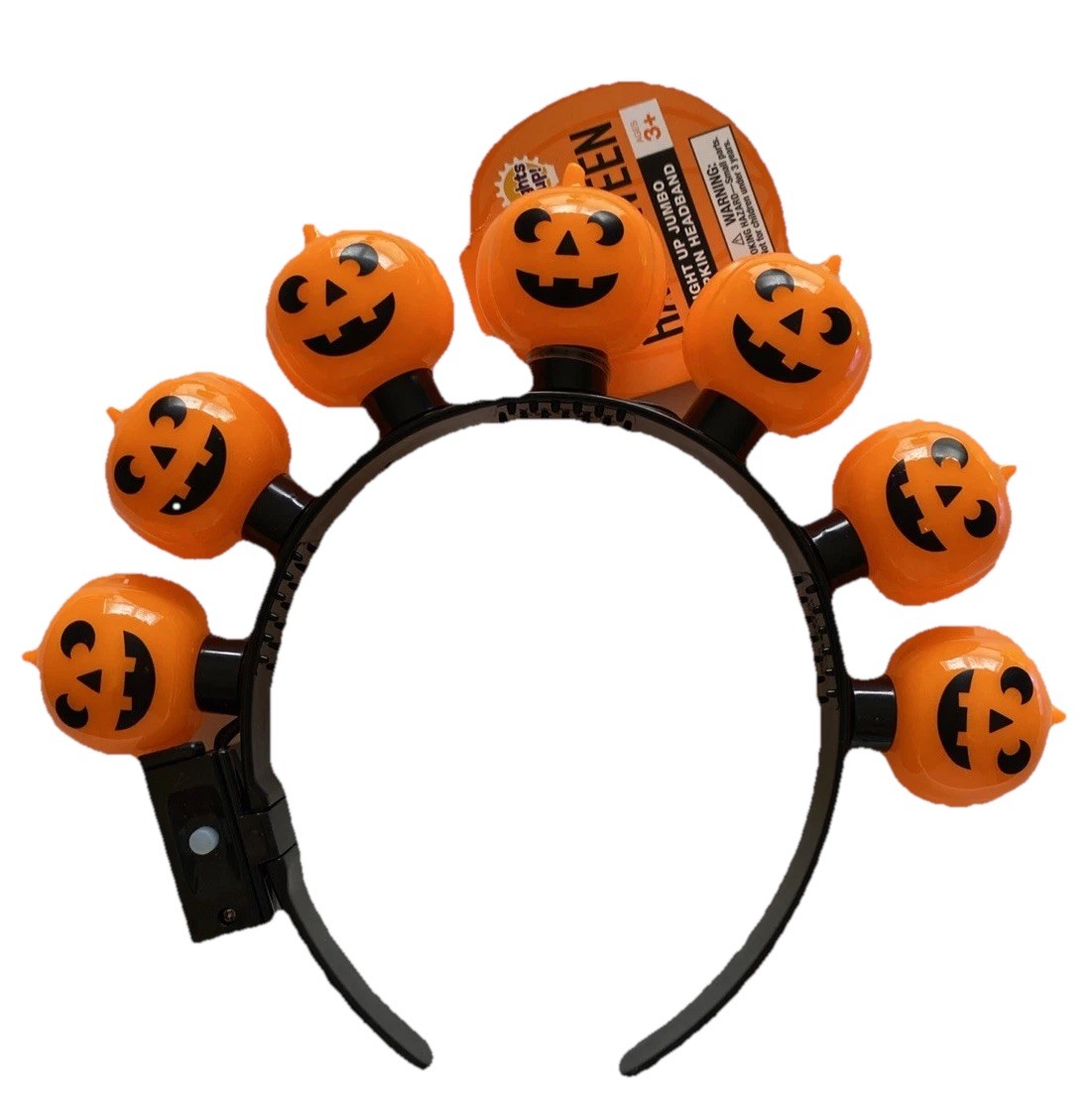 Halloween Light Up Jumbo Pumpkin Headband Flash Fade Solid Battery Op Ages 3+