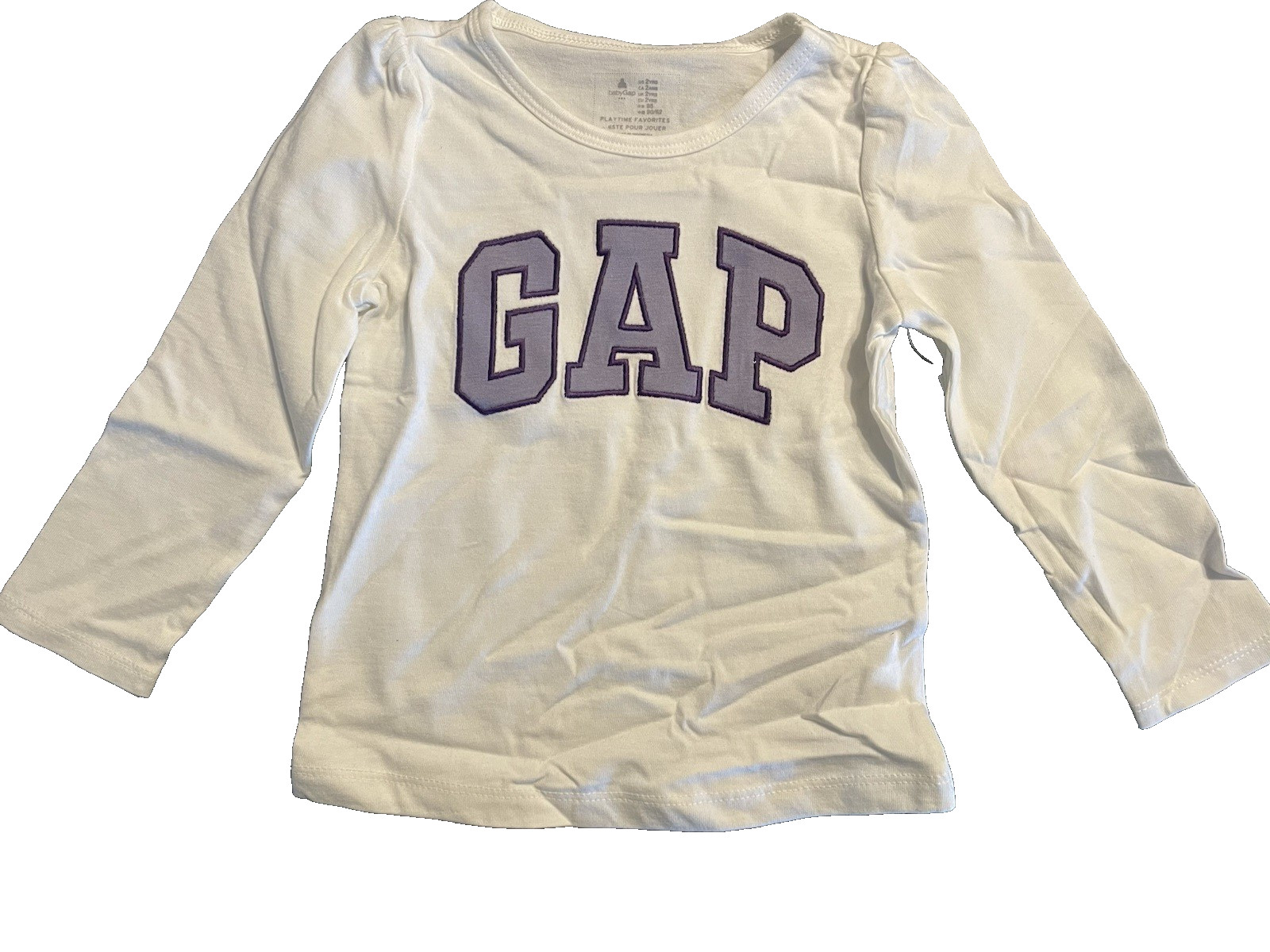 baby Gap NWT Girl's 4T White Long Sleeve T Top w/Purple Lilac  Arch Logo