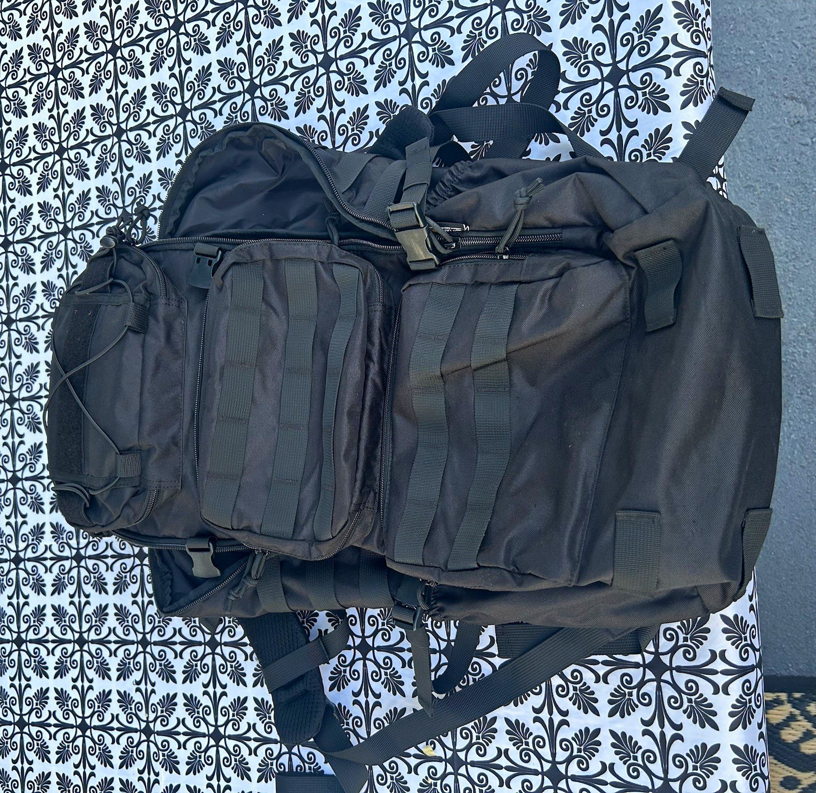 Mardingtop Black Nylon Tactical Backpack MOLLE Zip Padded Adjustable Straps