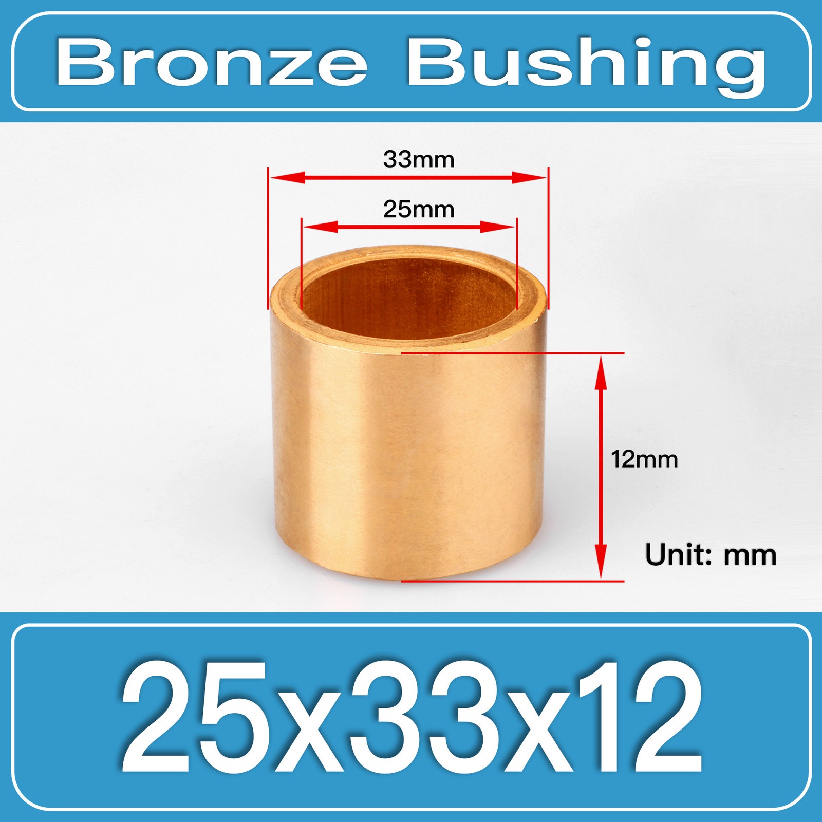 25x33x12mm SAE841 Sintered Bronze Self-Lubricating Sleeve Bushing