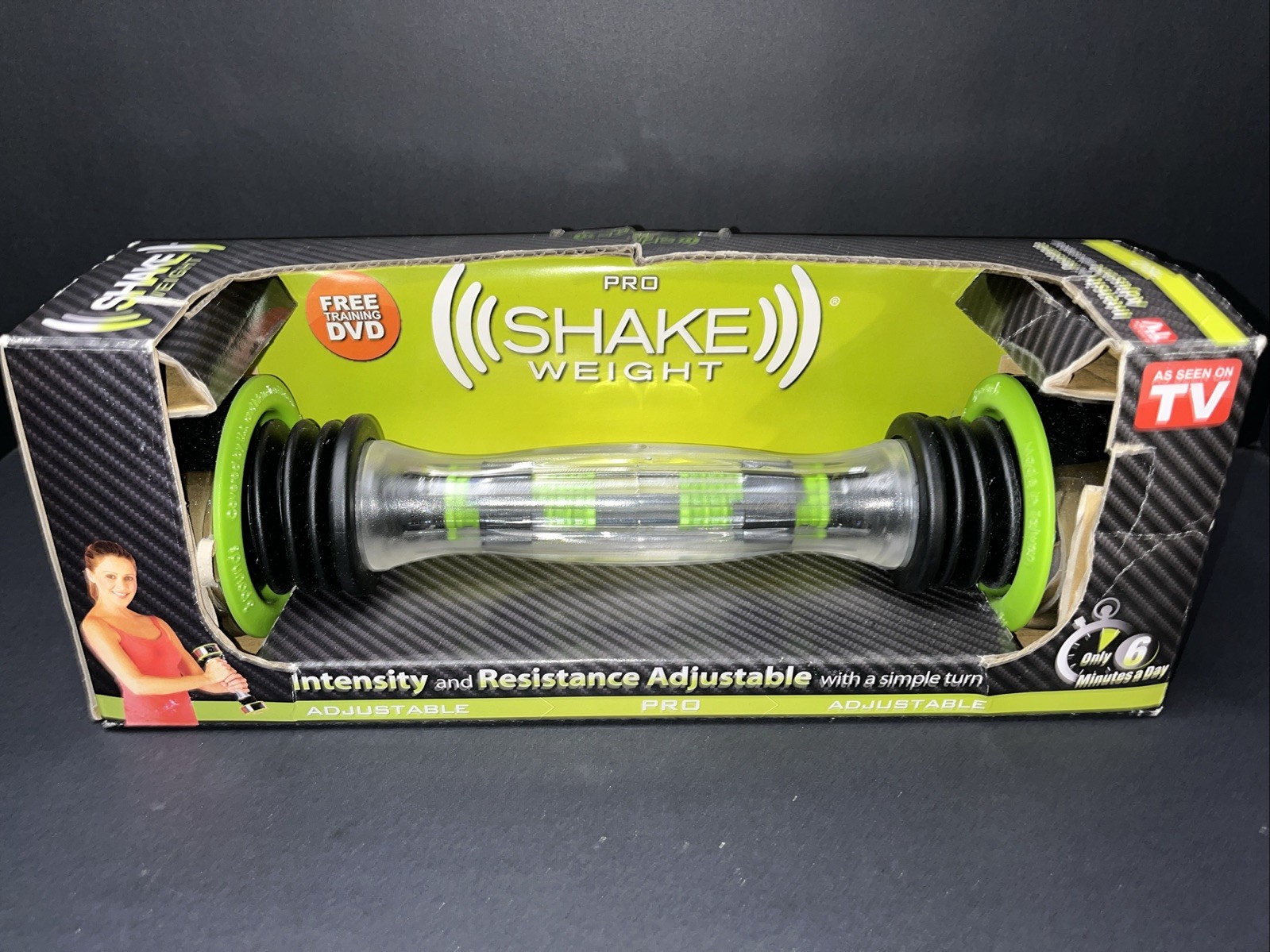 Shake Weight Pro 3 LB Men & Women As Seen on TV Green Clear & Green NIB DVD