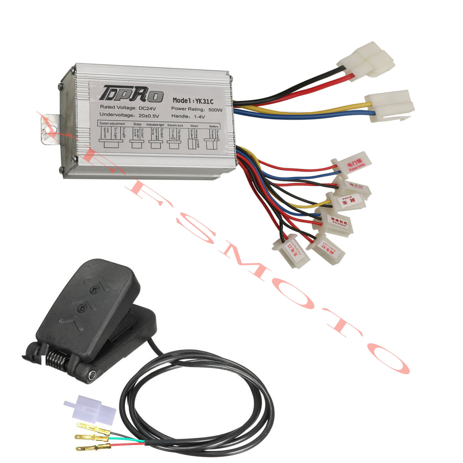 500W 24V DC Electric ATV Kart Motor Kit w/Speed Control & Foot Pedal Throttle US