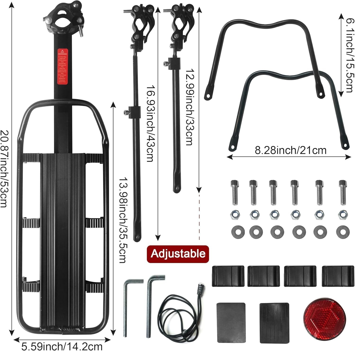 Rear Bike Rack Bicycle Cargo Rack Quick Release Adjustable Alloy Bicycle Carr...