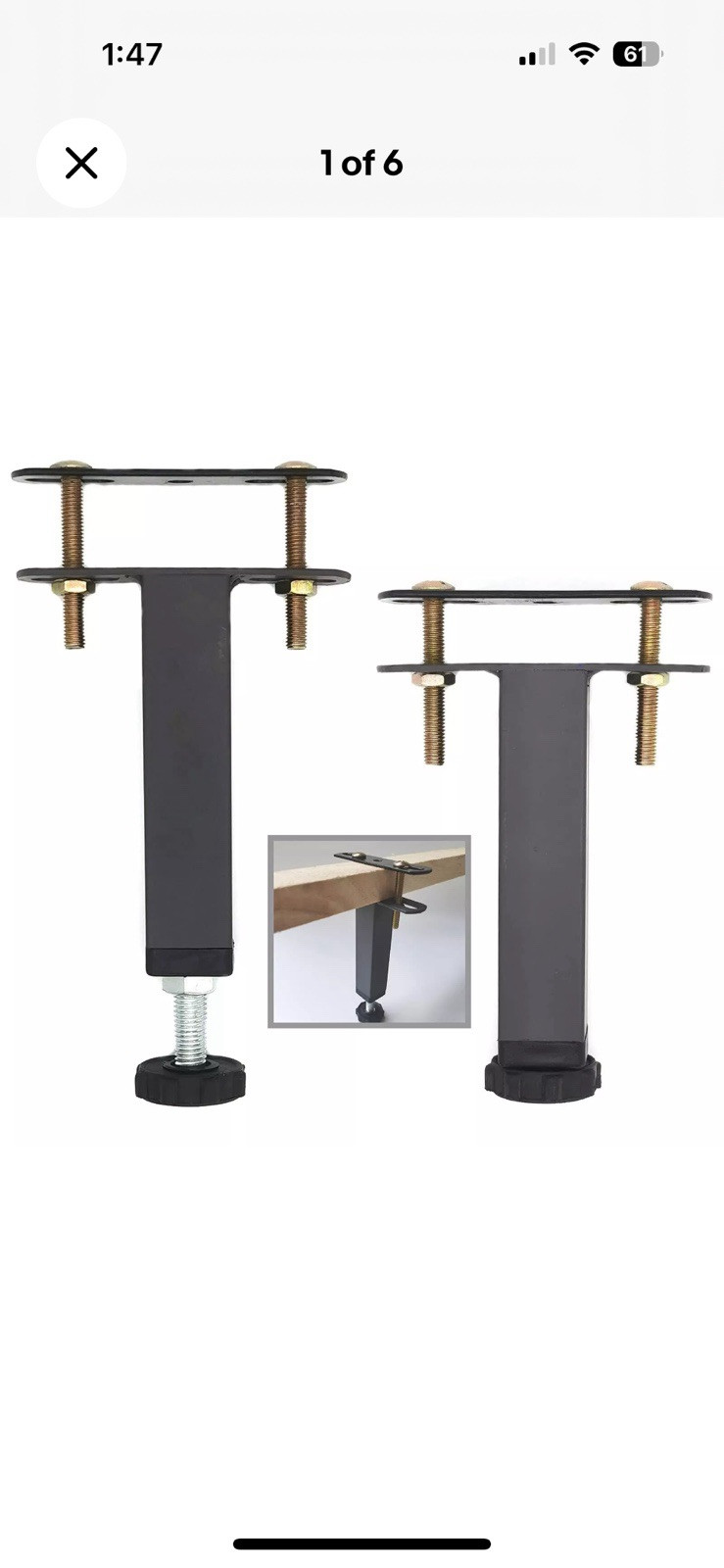 2pcs Adjustable Height  Support Leg For Bed Frame Or Wooden Bed 13.75”-16.5”