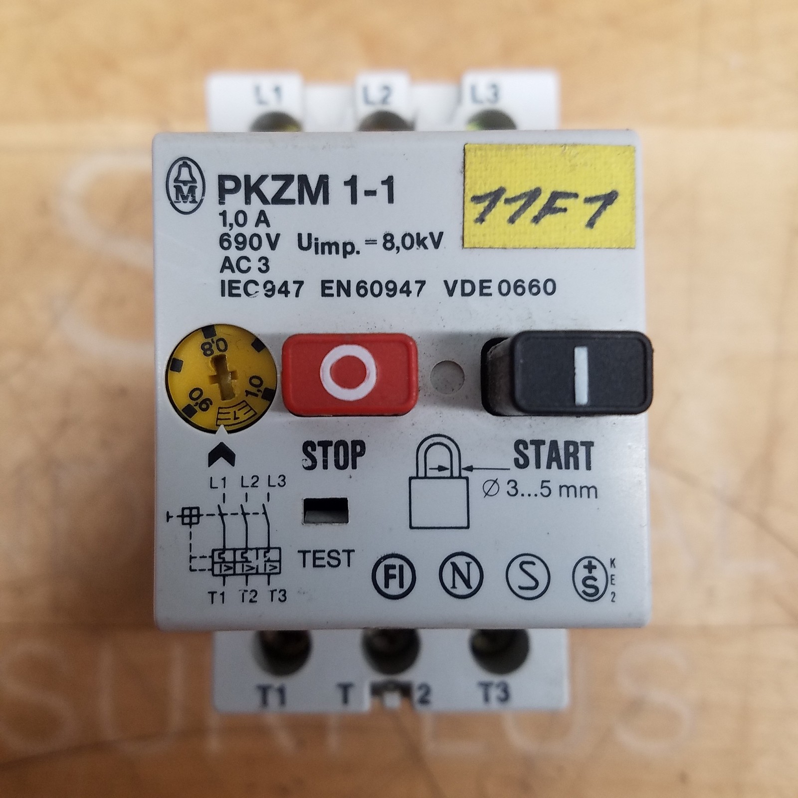 Klockner Moeller PKZM 1-1 Motor Starter, 690V, 1A - USED