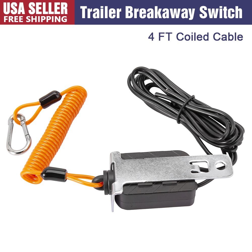 Trailer Breakaway Switch, 4FT Trailer Breakaway Coiled Cable with Electric Brake