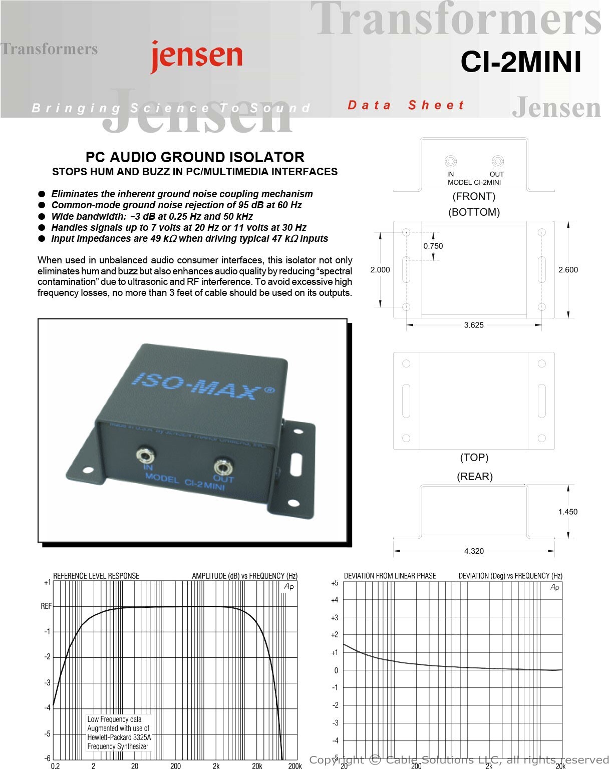 Jensen Transformers CI-2MINI Hum/Buzz Eliminator/Isolator - mobile, computer