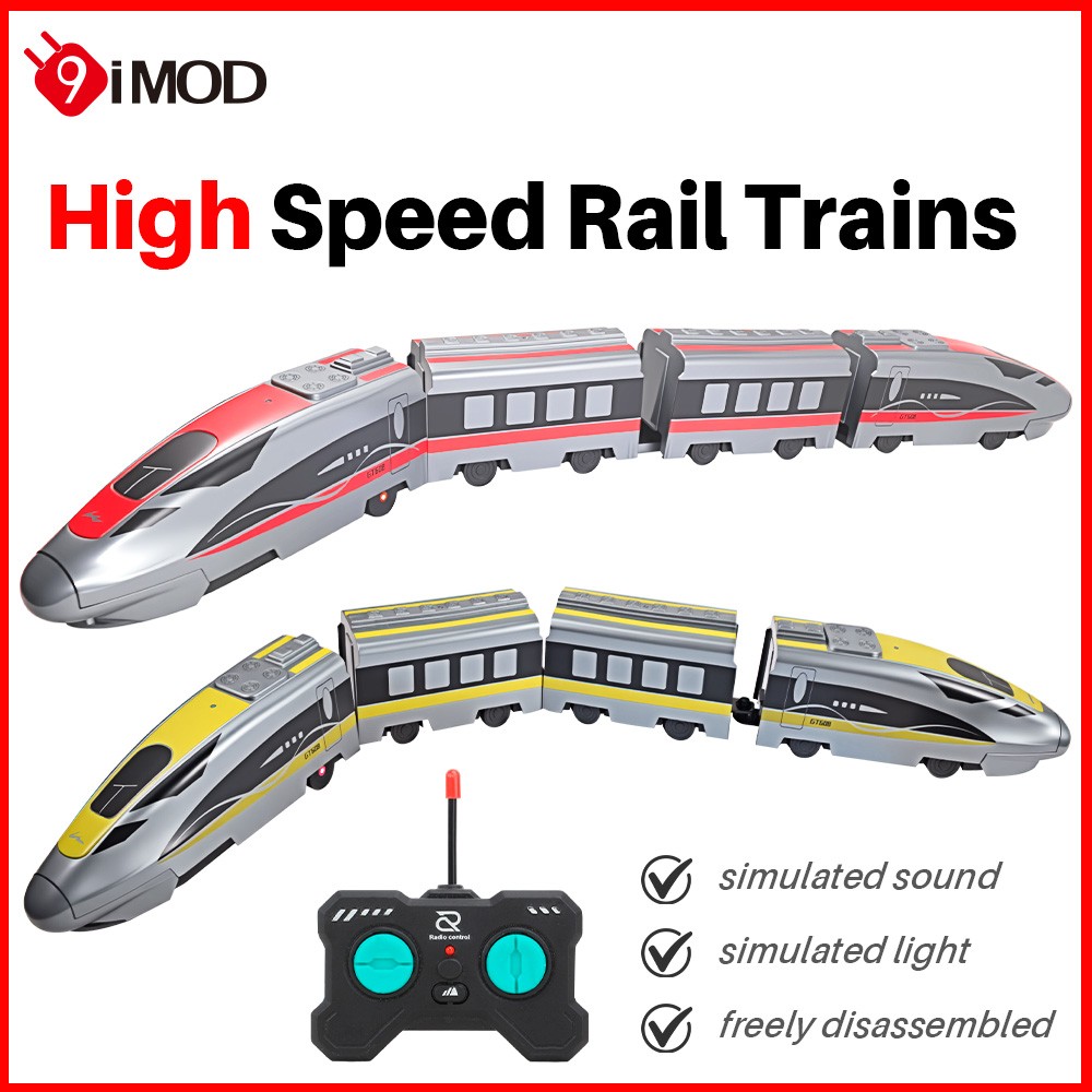 9IMOD RC High-Speed Rail Trains 2.4G Simulated Sound Light Disassembled Toys Car