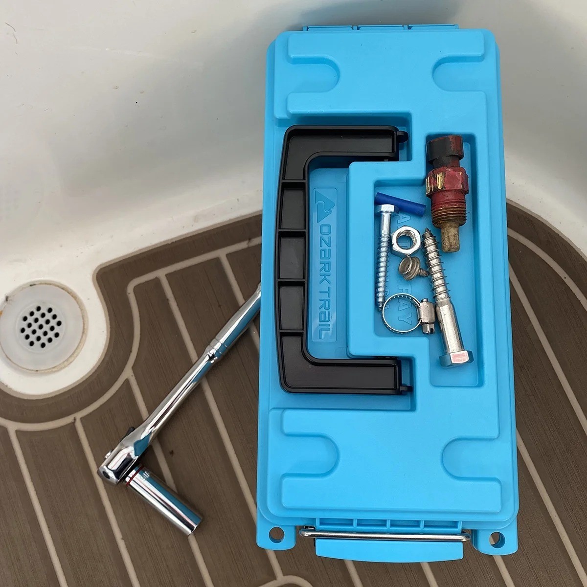 Ozark Trail Blue Marine Equipment Storage Box with Water Resistant Lid