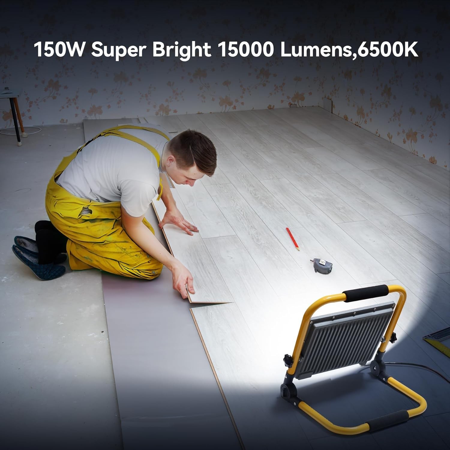 150W LED Work Light with Switch and 13.1 ft Cable, 15000LM Construction Light...