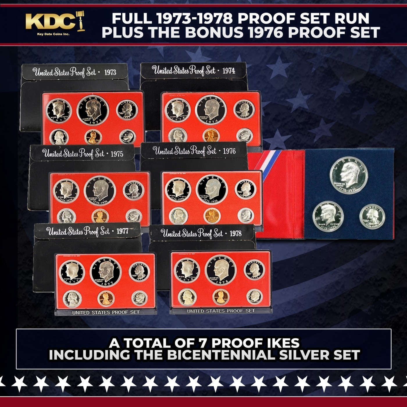 1973-1978 Proof Set Run Plus Bonus Silver Bicentennial 3pc Set 30+ Coins 7 Sets!