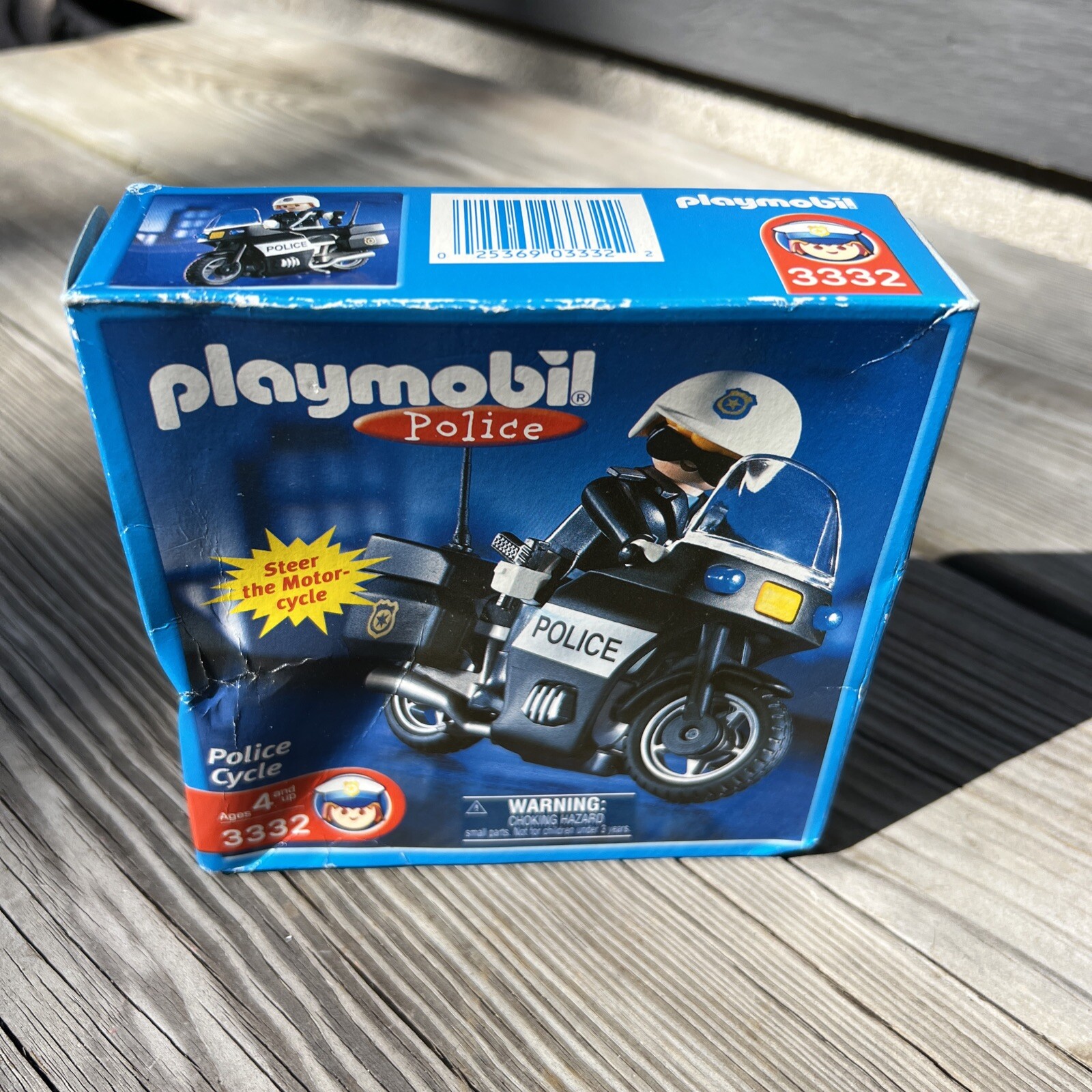 Playmobil Police Cycle 3332 Motorcycle Officer Geobra New IN Damaged Box