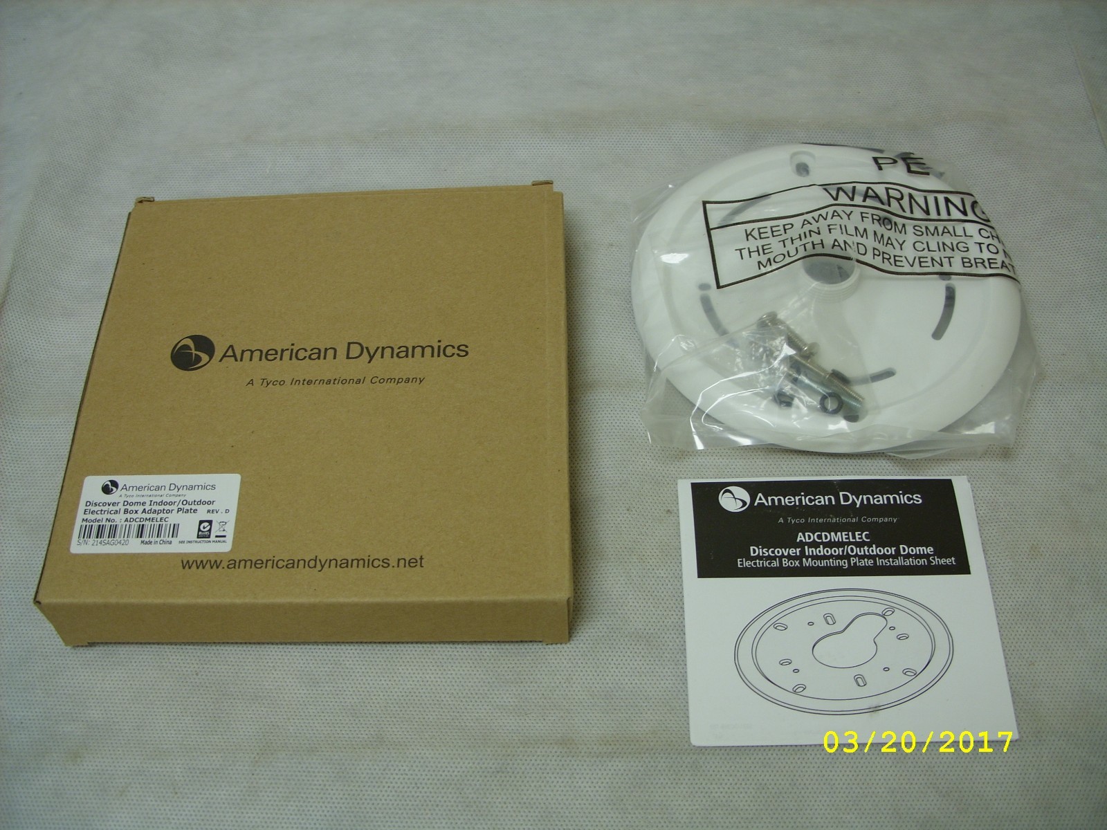 American Dynamics AD - Discover Dome I/O Electrical Box Adapter Plate ADCDMELEC