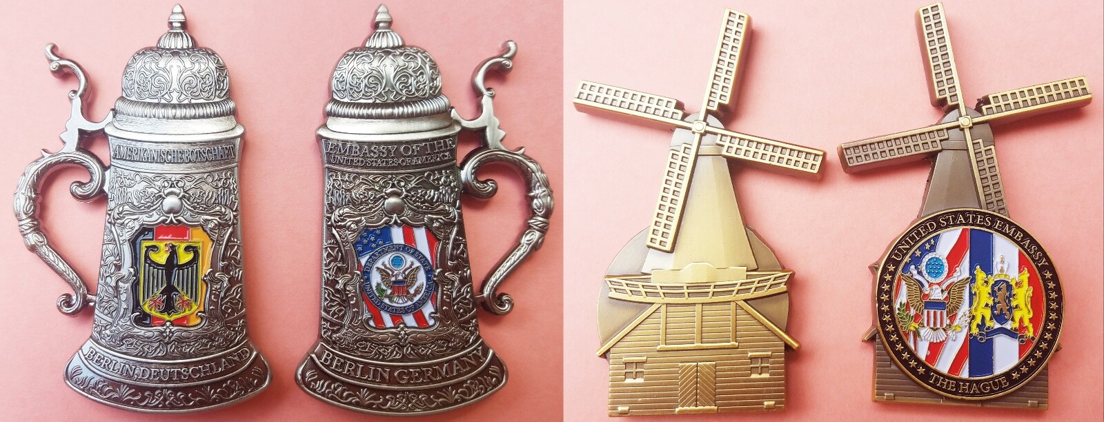 (2 coins) The Hague and Berlin Germany US Embassy Challenge Coins  102/110