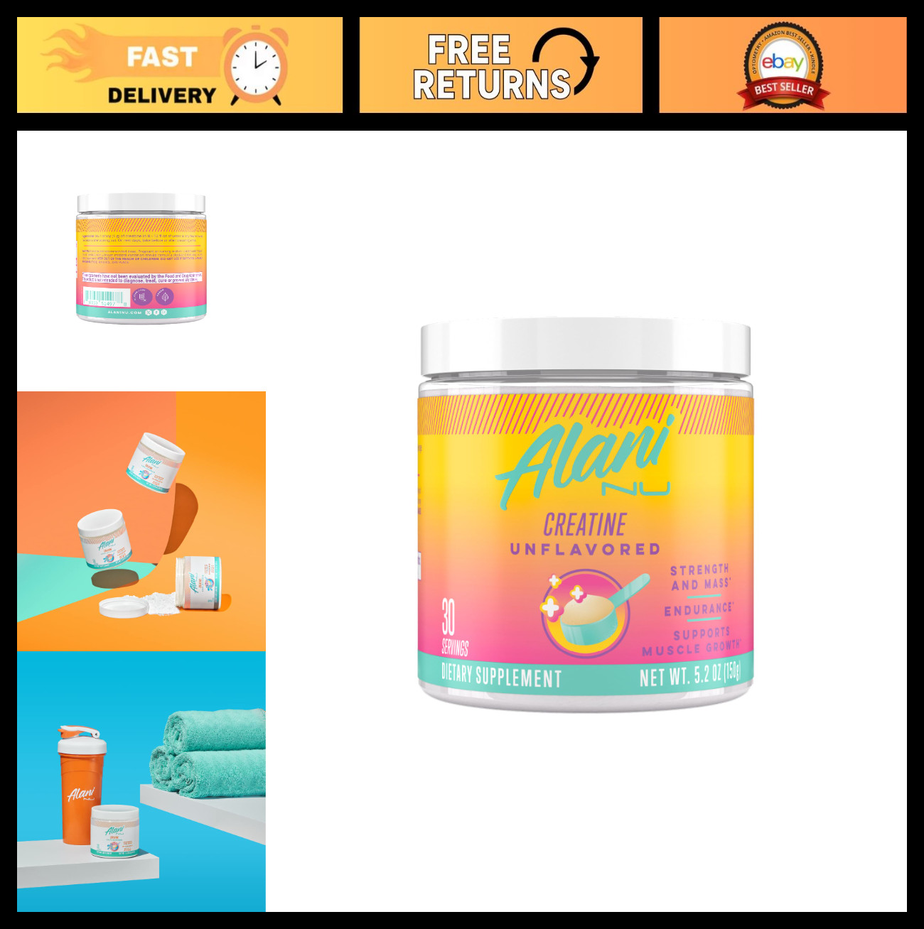 Micronized Creatine Monohydrate Powder - Unflavored, Vegan, Gluten & Sugar Free,