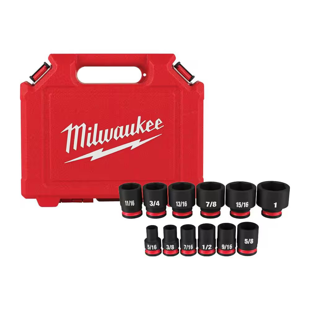 SHOCKWAVE 3/8 In. Drive SAE 6 Point Impact Socket Set (12-Piece)