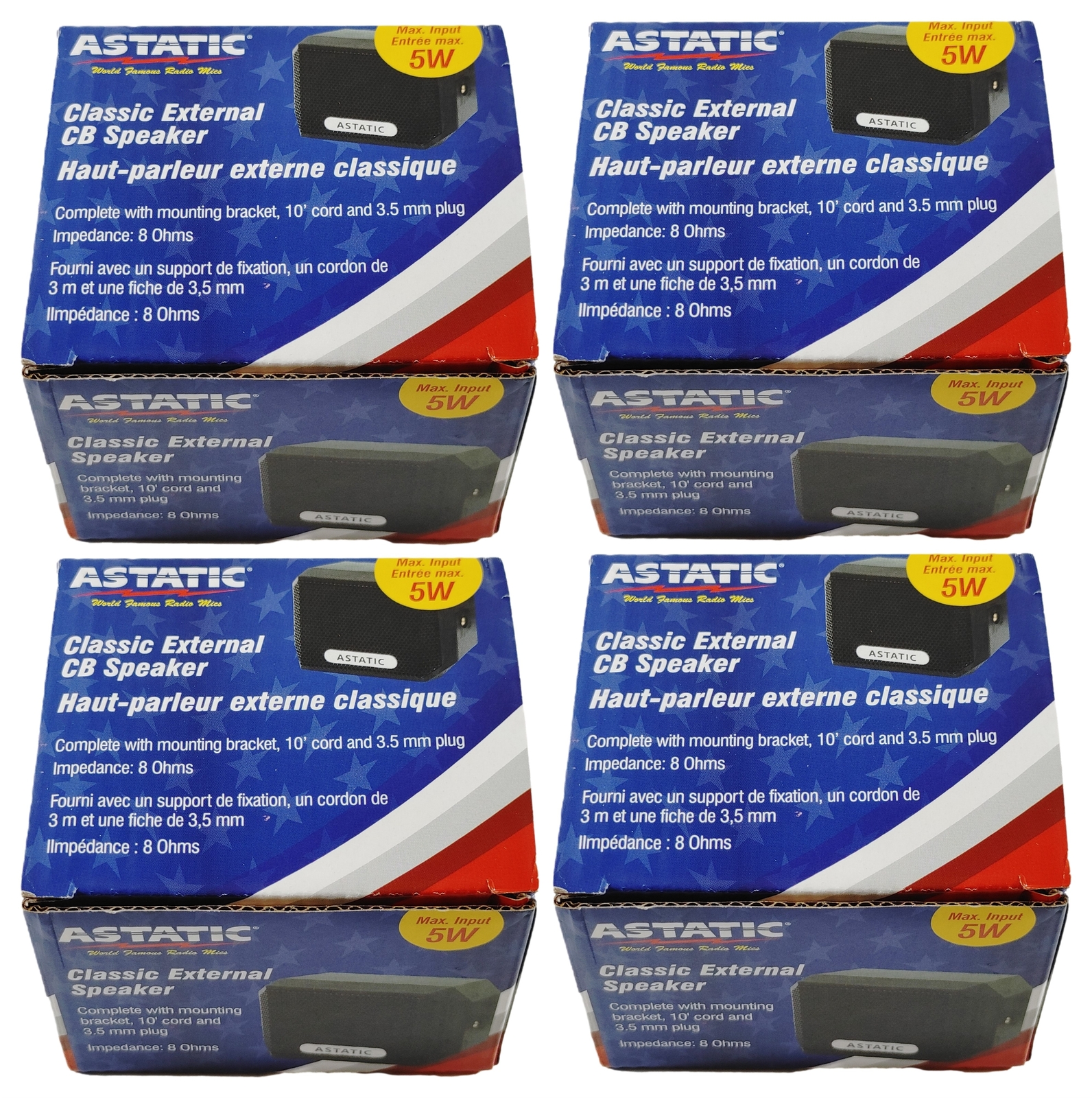 4 Lot Astatic 302-VS4 Compact External Speaker for CB Radio Ham Radio or Scanner