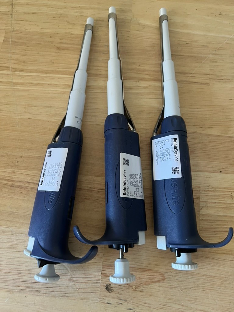 set of 3 rainin pipette 1000ul LTS calibrated 2025