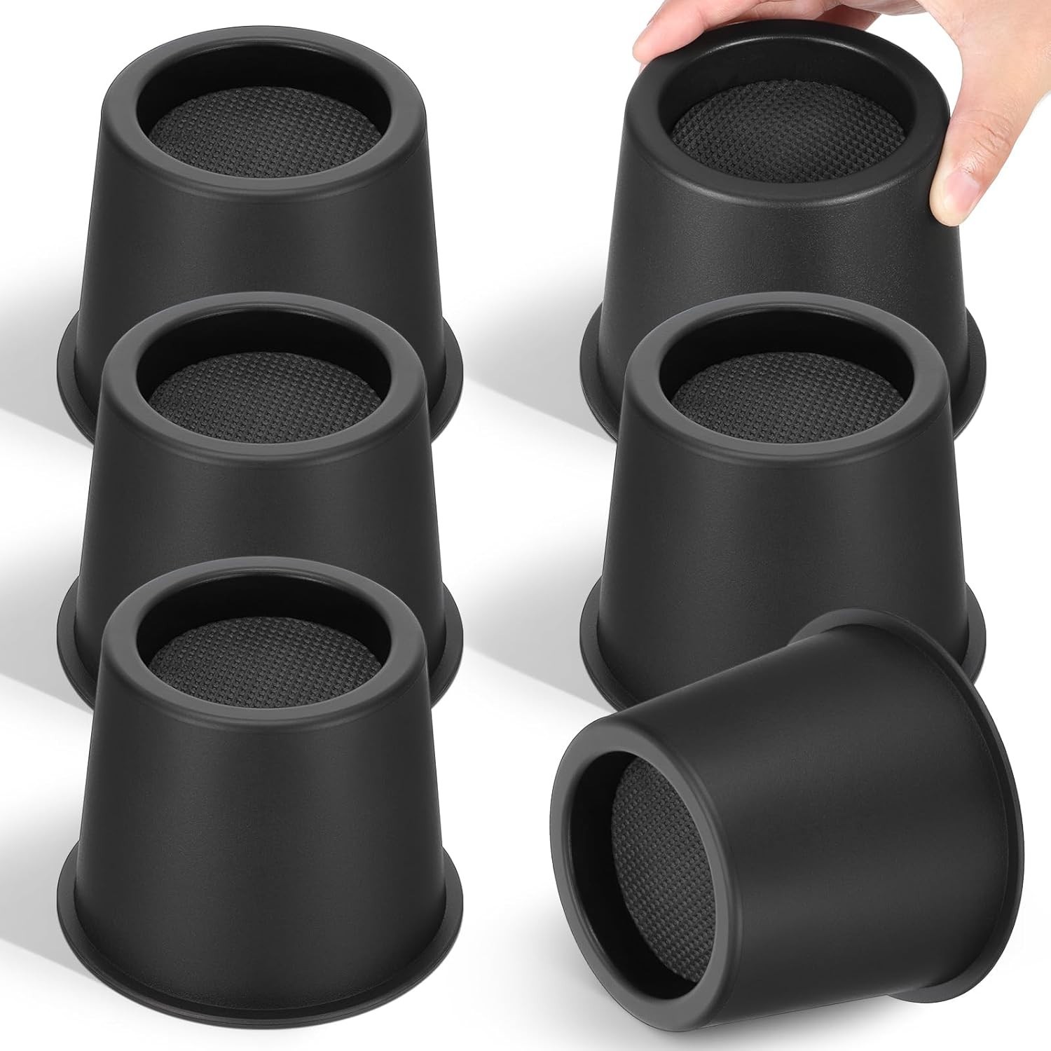 6 Pack round Bed Risers 4 Inch Heavy Duty, Black Bed Lifts Risers Support
