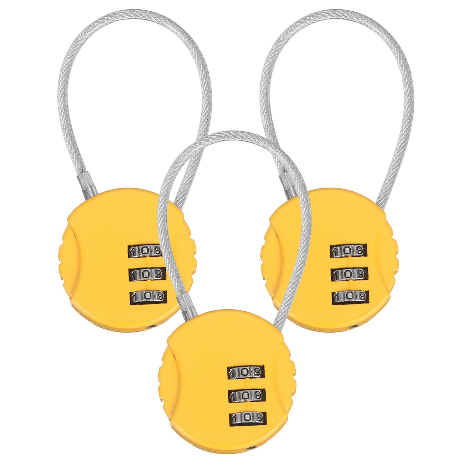3-Pack Combination Locker Lock, 3 Digit Padlock for Gym/Luggage [Yellow]