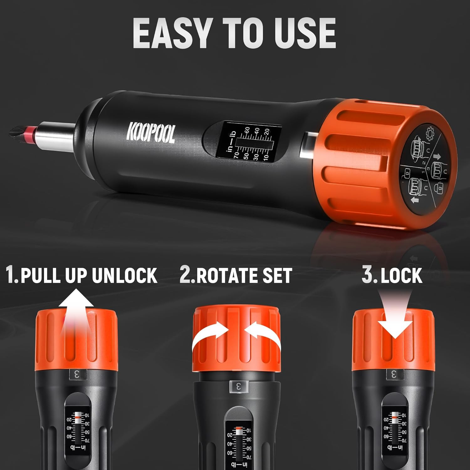 46-Piece Adjustable Torque Screwdriver Set with Bits and Nut Drivers, Orange